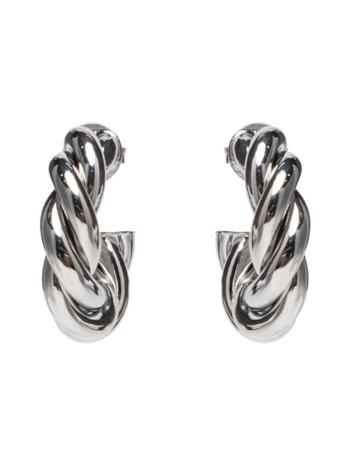 Brinco Feminino De Argola Tubo Torcido Gemma - Prata