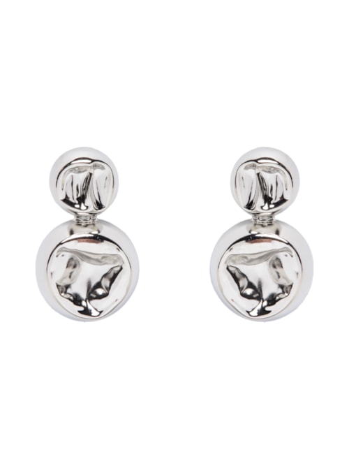 Brinco Feminino Duplo Martelado – Prateado