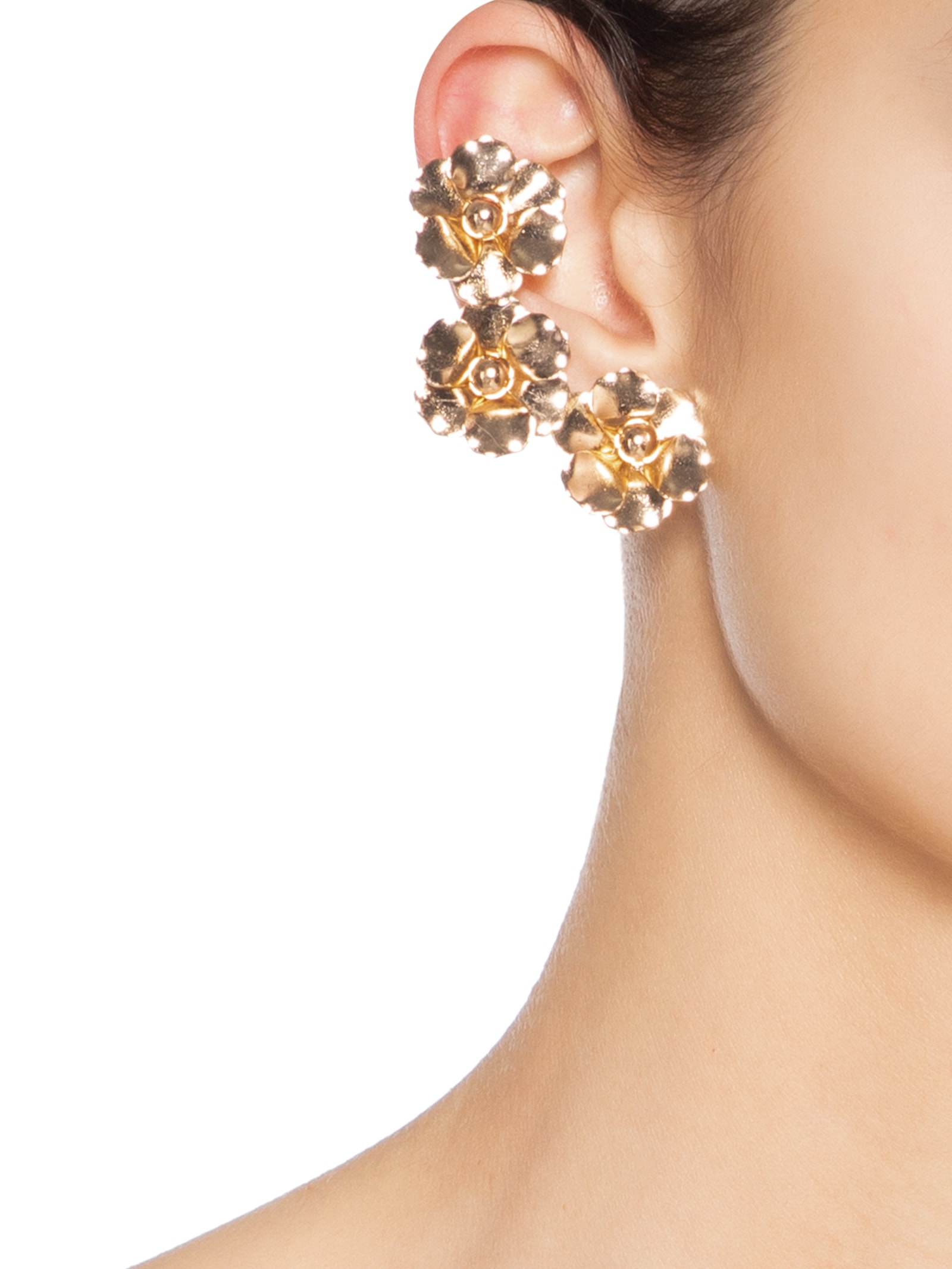 Brinco Feminino Earcuff Flores Dourado Market 33