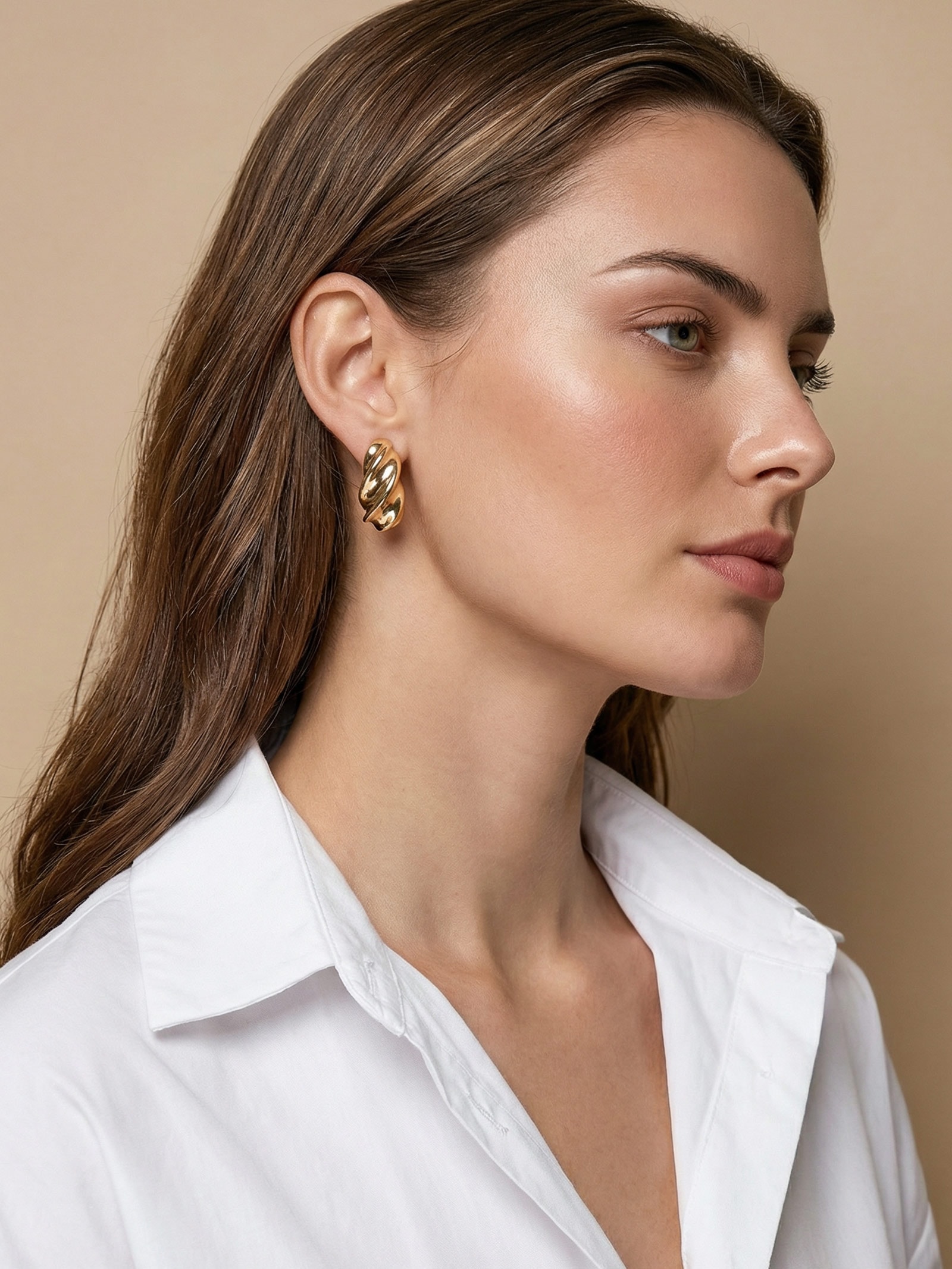 Brinco Feminino Espiral Dourado Basiq