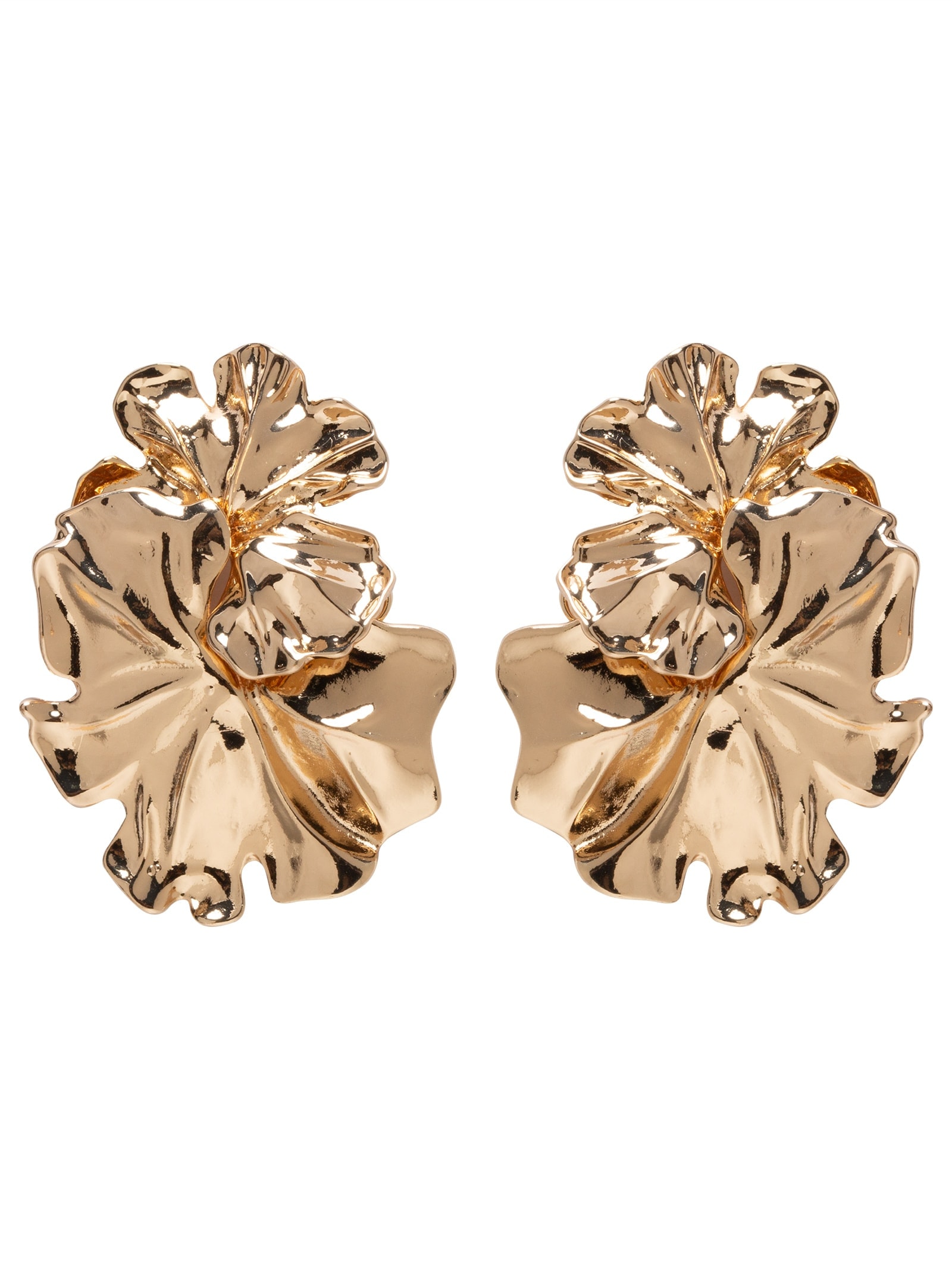 Brinco Feminino Flor Dupla Dourado Market 33