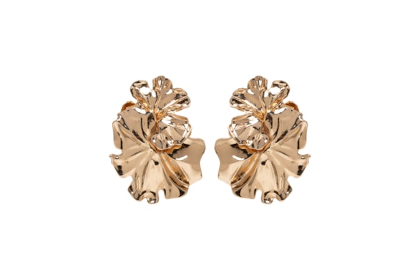 Brinco Feminino Flor Dupla - Dourado