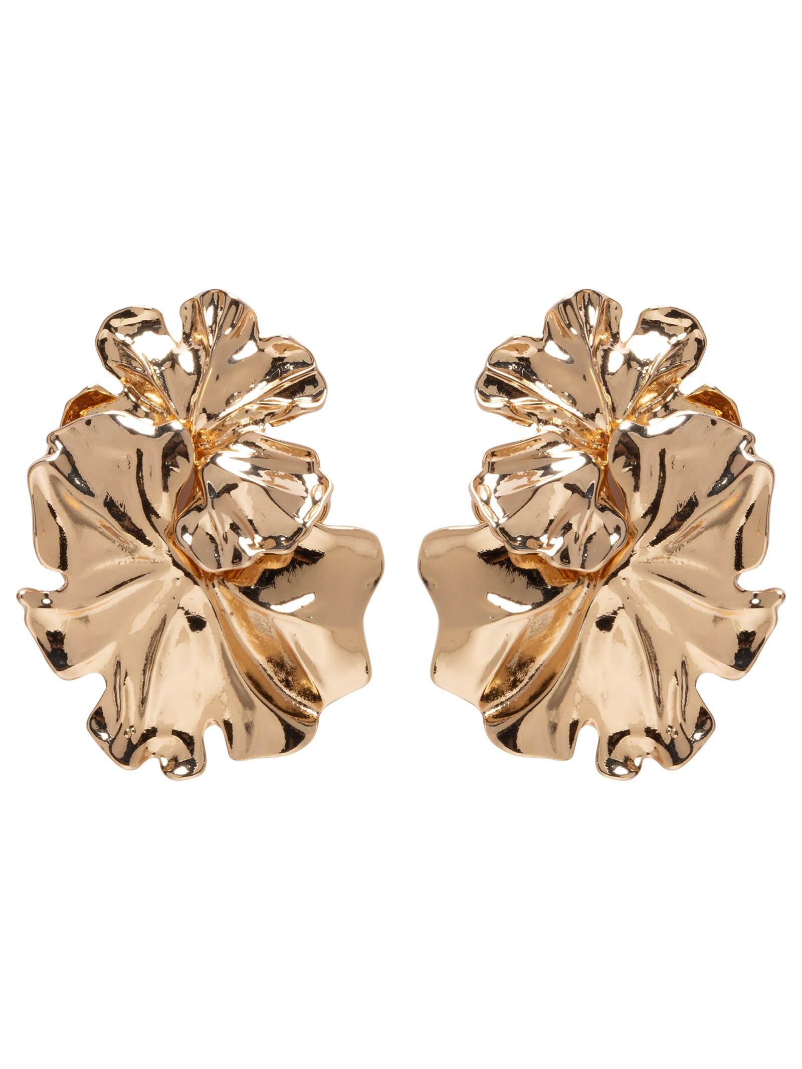 Brinco Feminino Flor Dupla Dourado Market 33