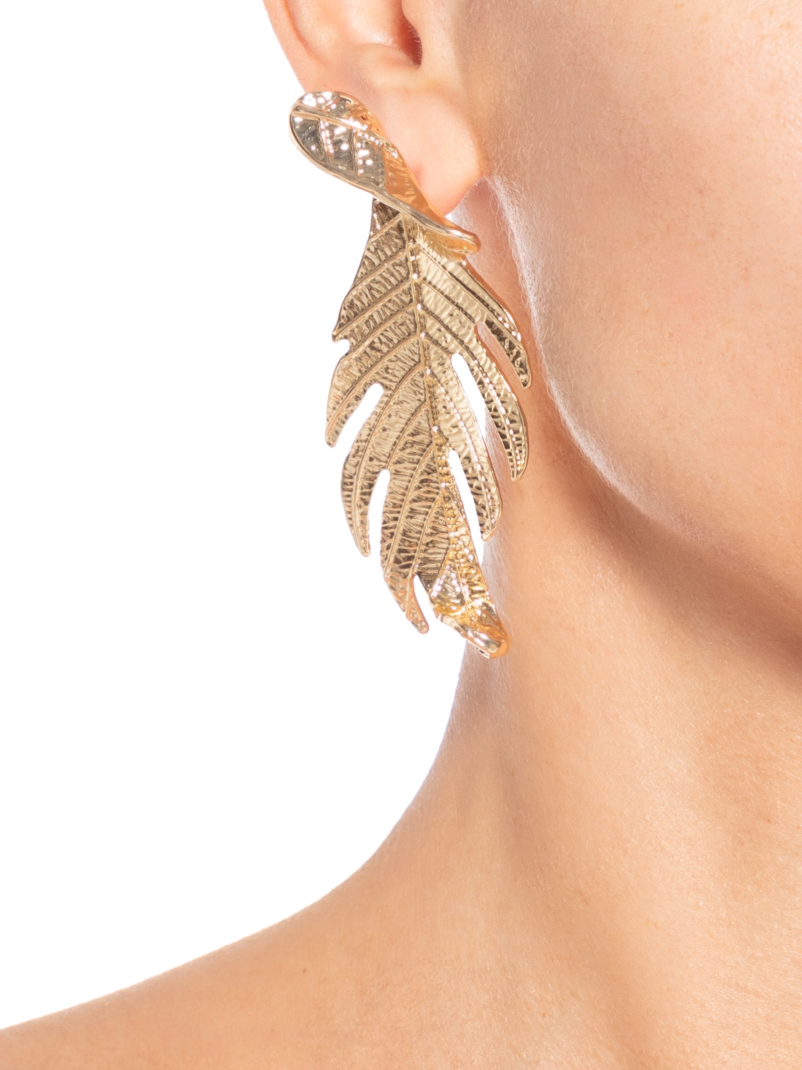 Brinco Feminino Folhagem Dourado Market 33