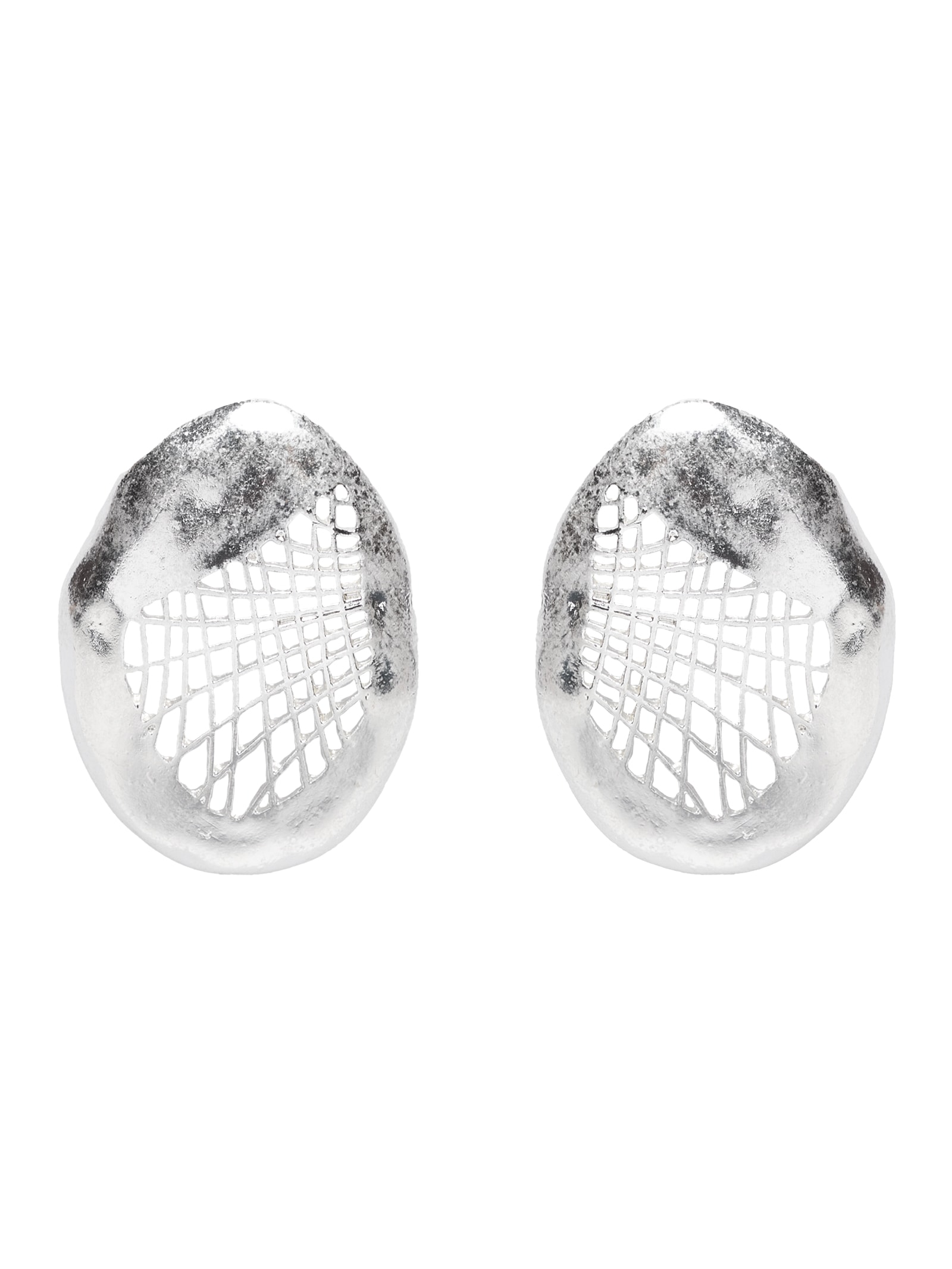 Brinco Feminino Fosco Vazado Prateado Market 33