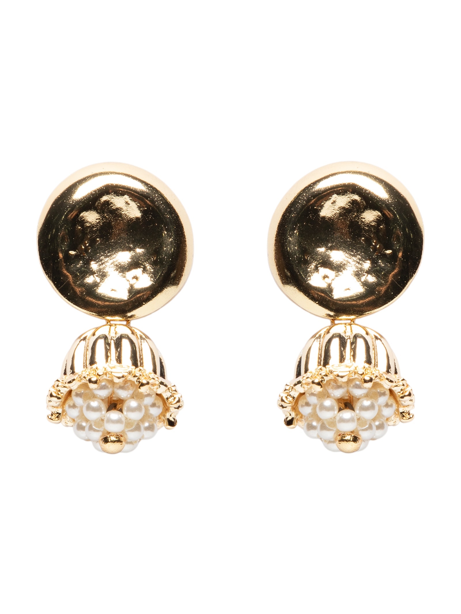 Brinco Feminino Martelado Com Pérolas Dourado '2Essential
