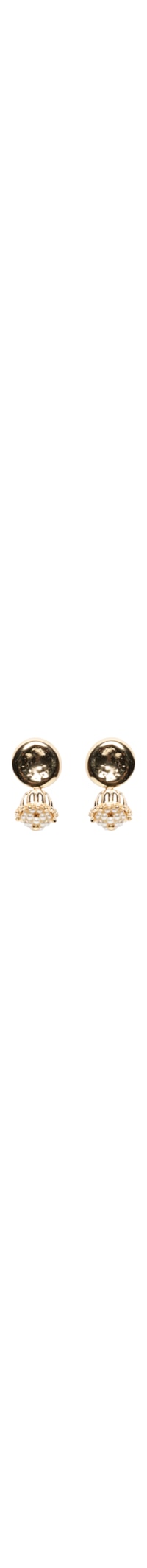 Brinco Feminino Martelado Com Pérolas - Dourado