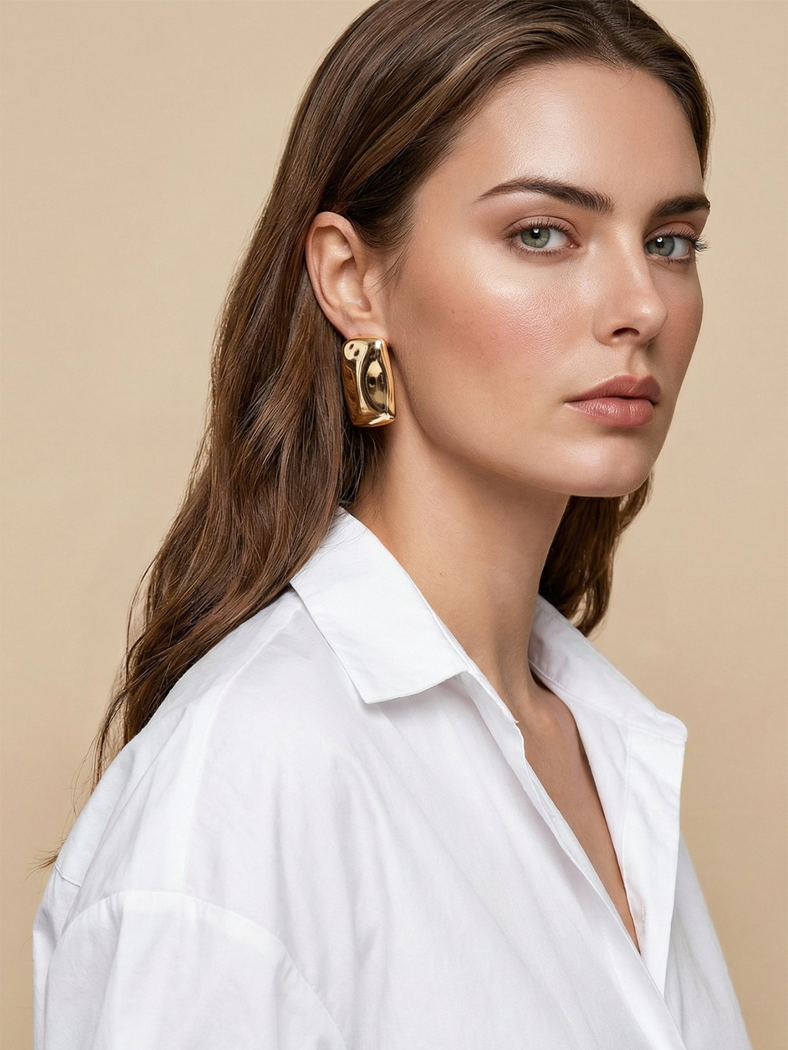 Brinco Feminino Maxi Martelado Dourado Basiq