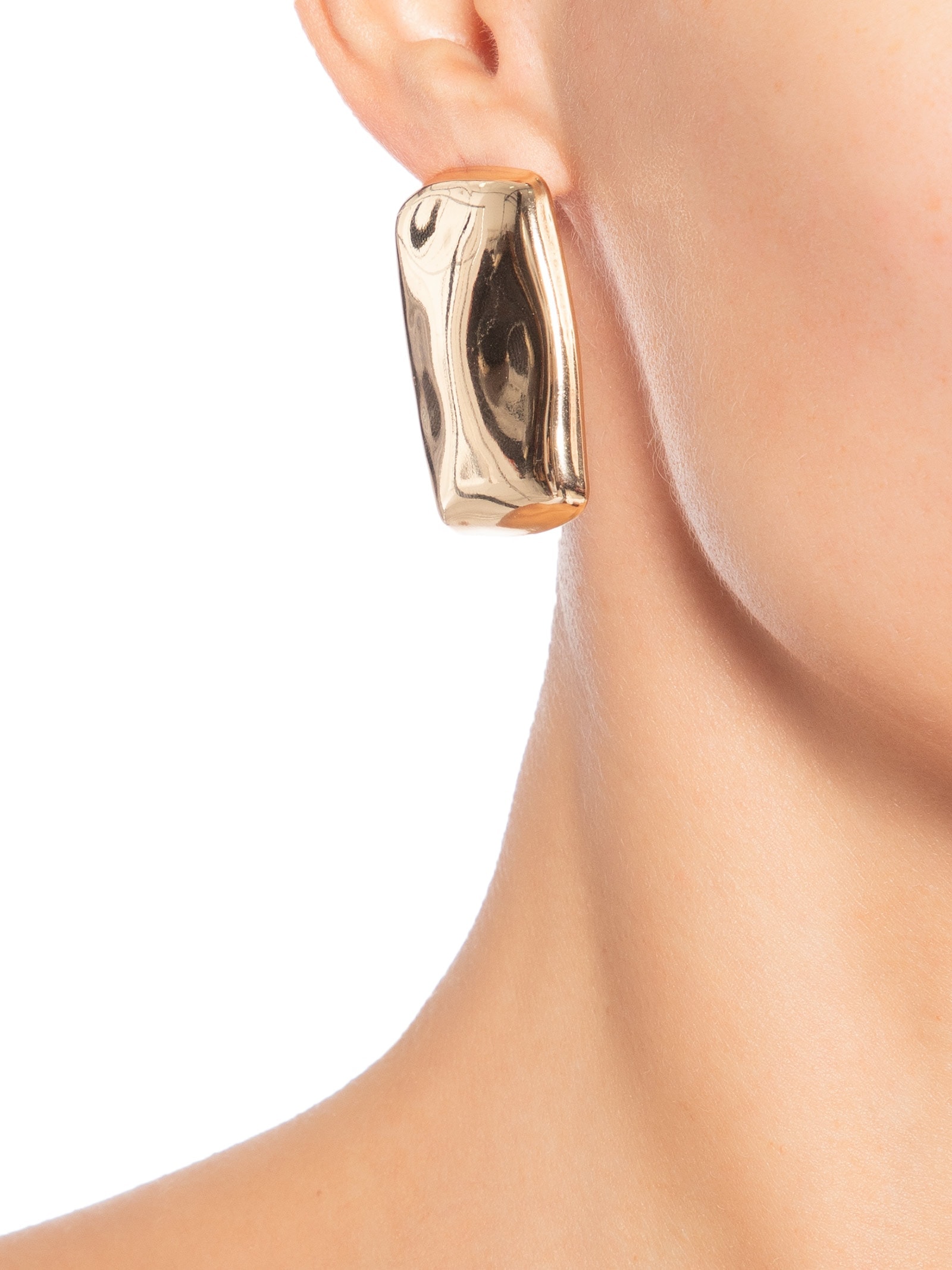 Brinco Feminino Maxi Martelado Dourado Basiq