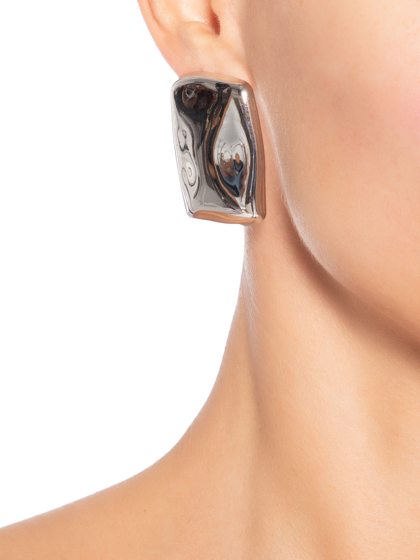 Brinco Feminino Maxi Martelado Prateado Basiq