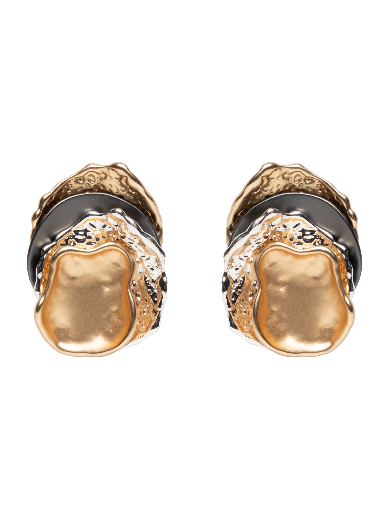 Brinco Feminino Orgânico Em Camadas Dourado Market 33