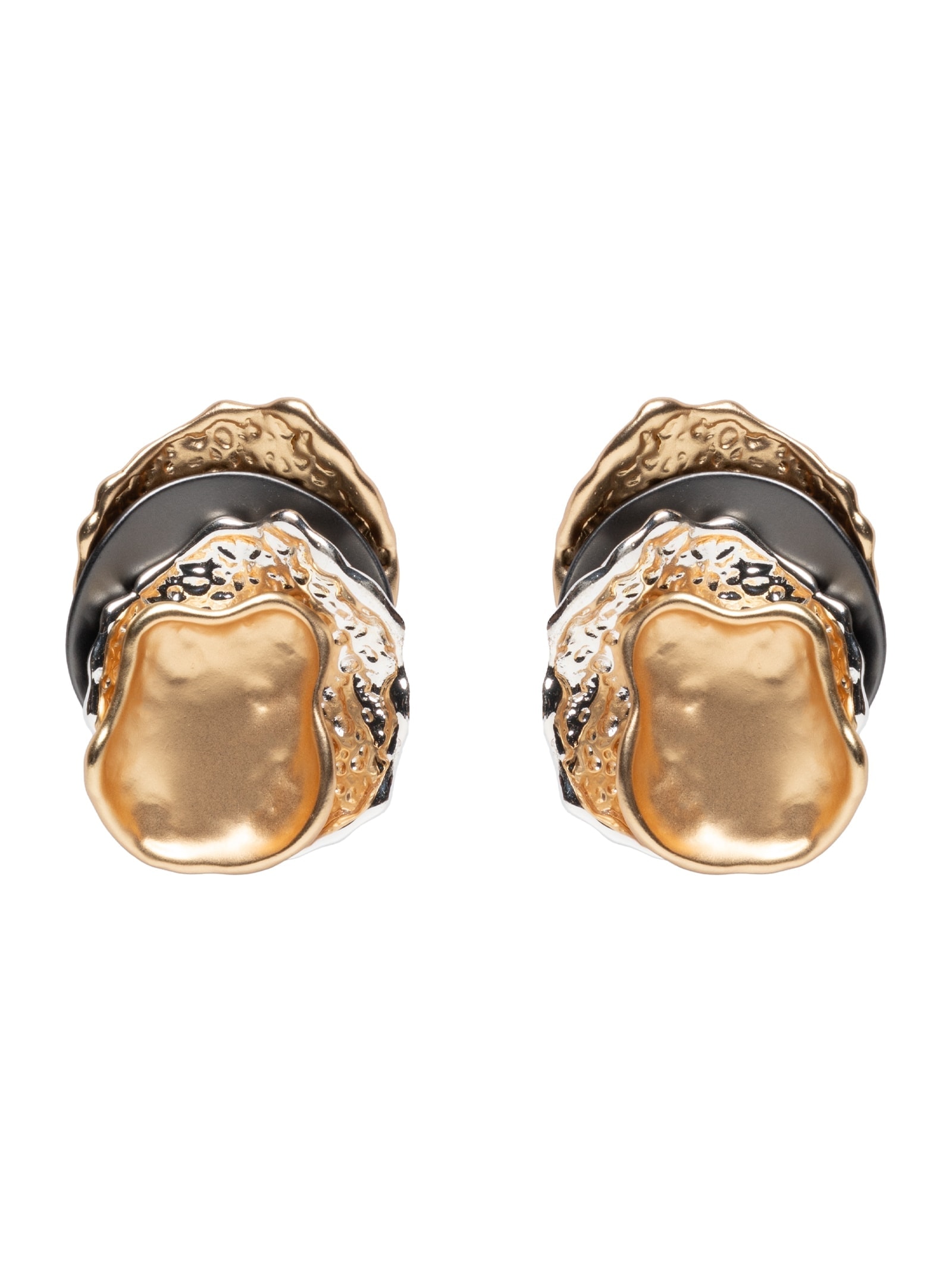 Brinco Feminino Orgânico Em Camadas Dourado Market 33