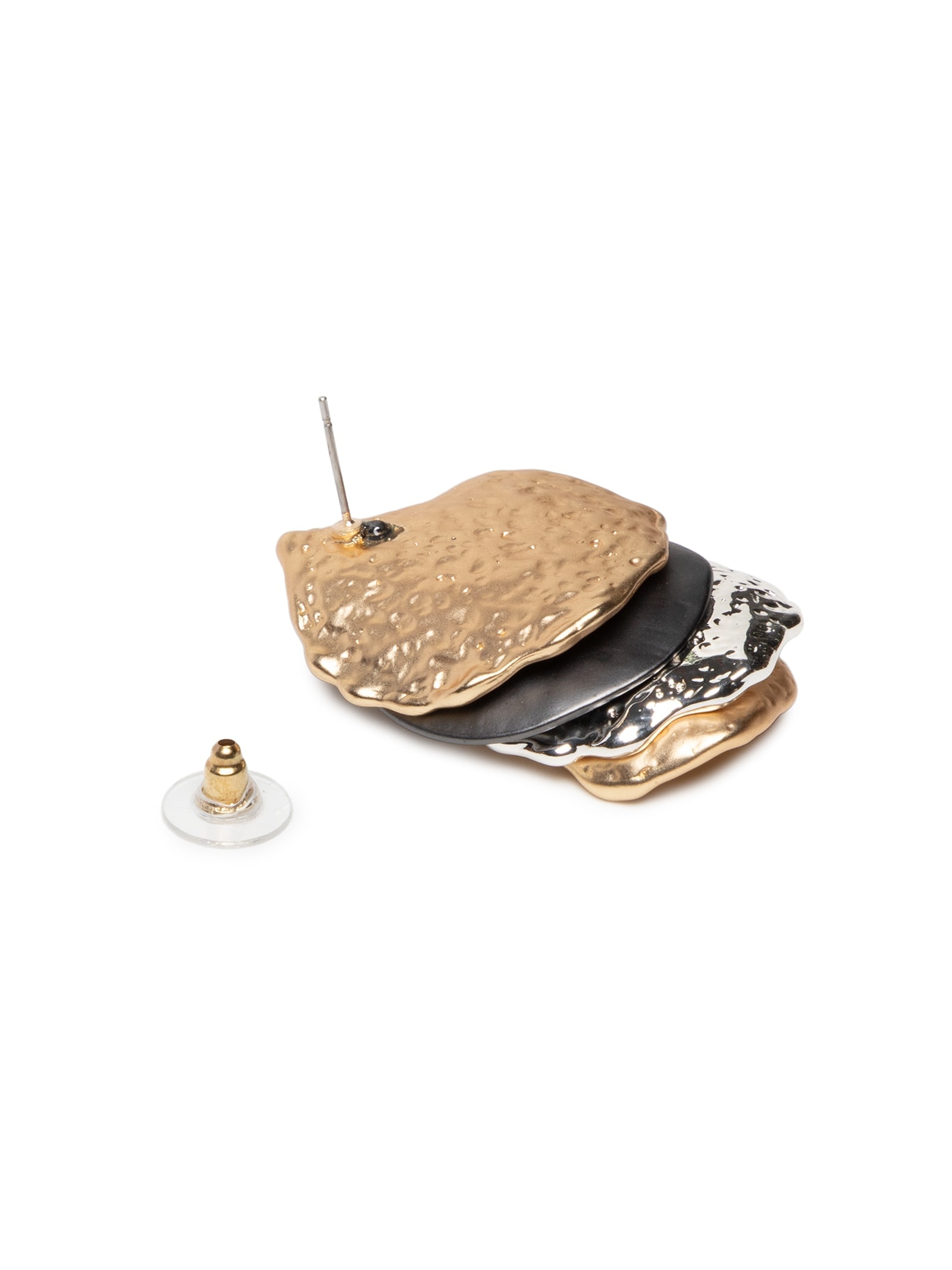 Brinco Feminino Orgânico Em Camadas Dourado Market 33