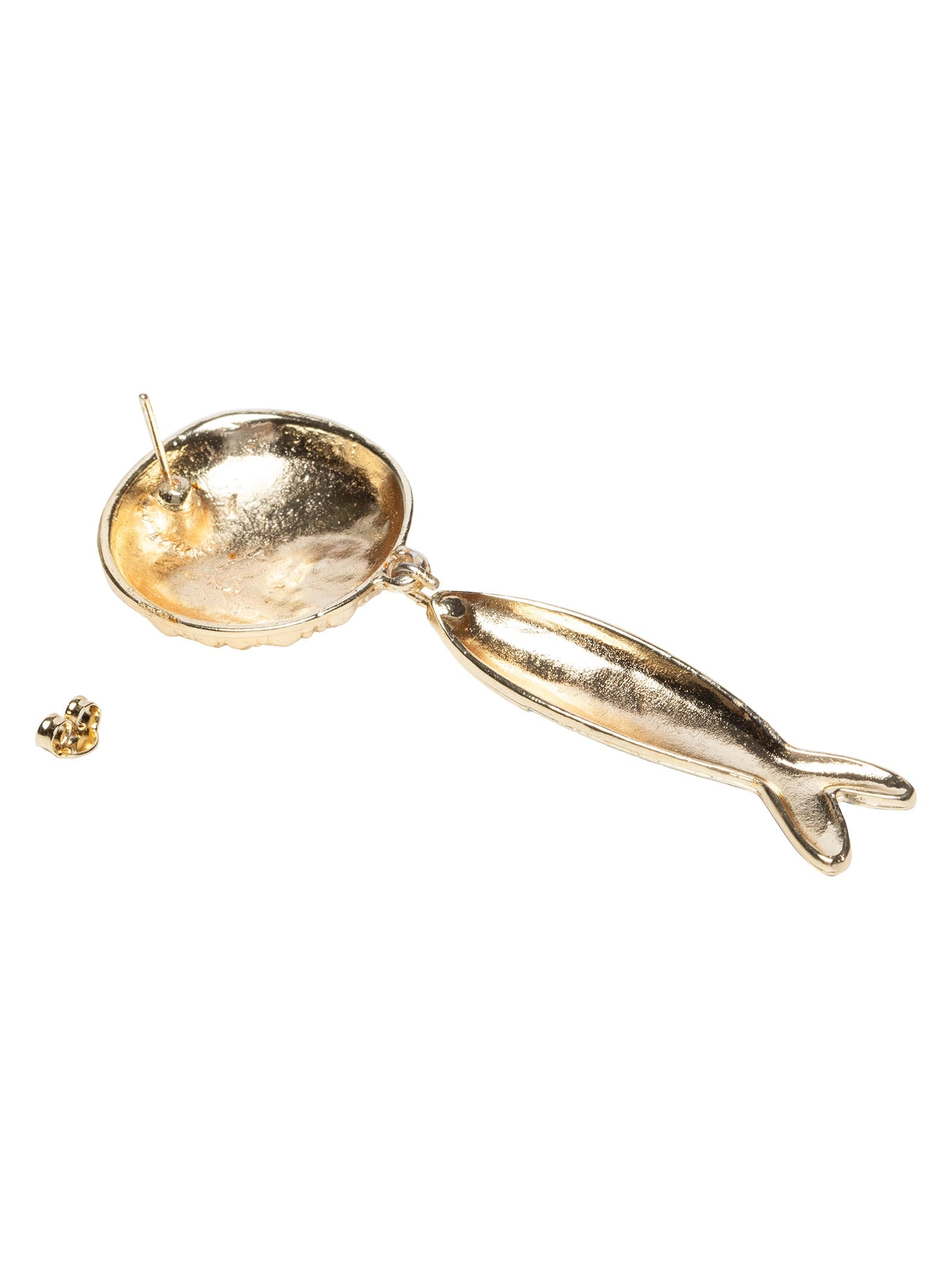 Brinco Feminino Peixe Com Pendente Texturizado Dourado Market 33