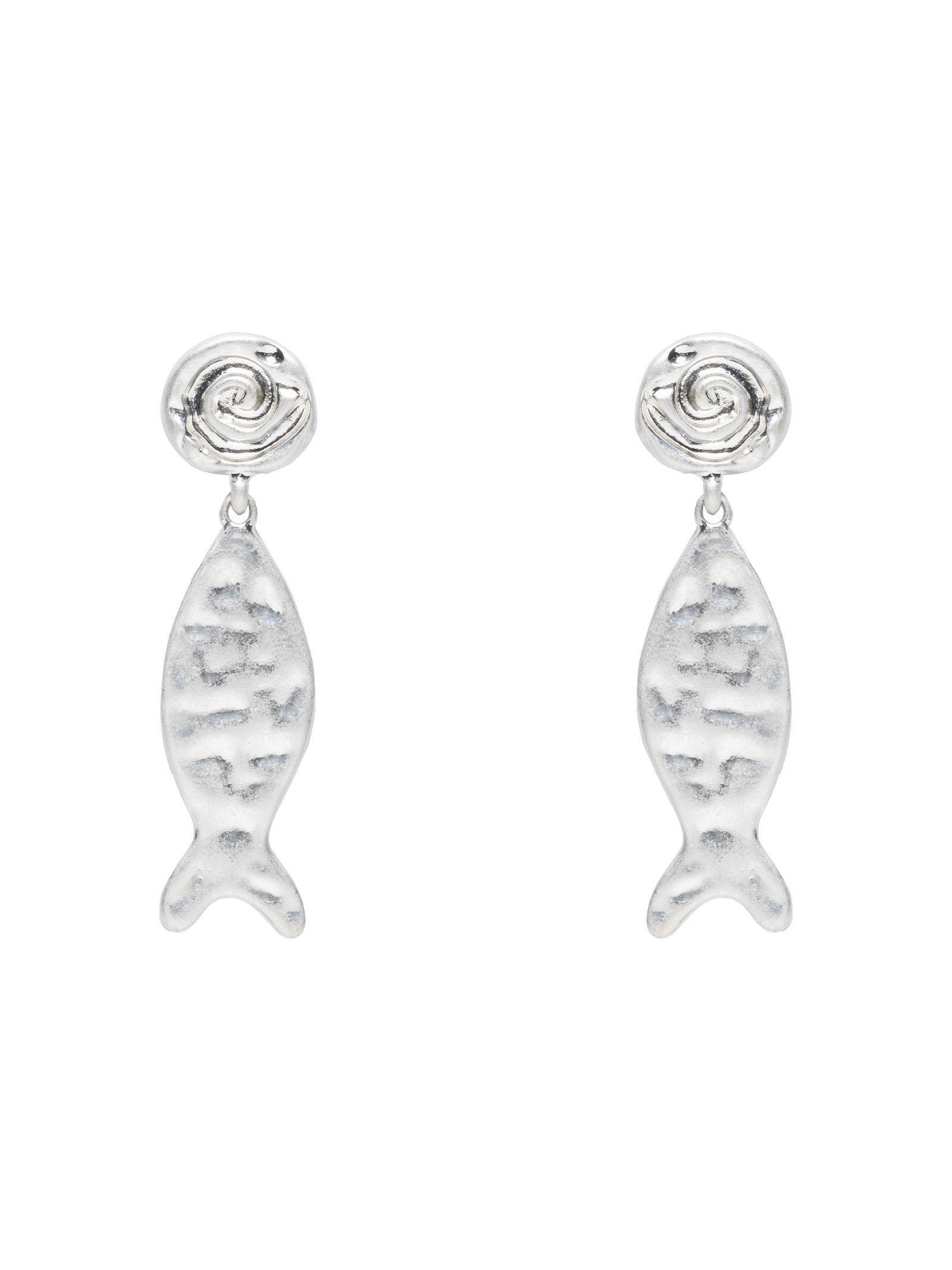 Brinco Feminino Peixe Martelado Prateado Market 33