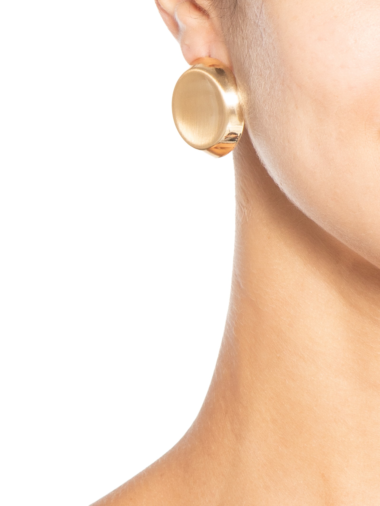 Brinco Feminino Redondo Em Metal Fosco Dourado '2Essential