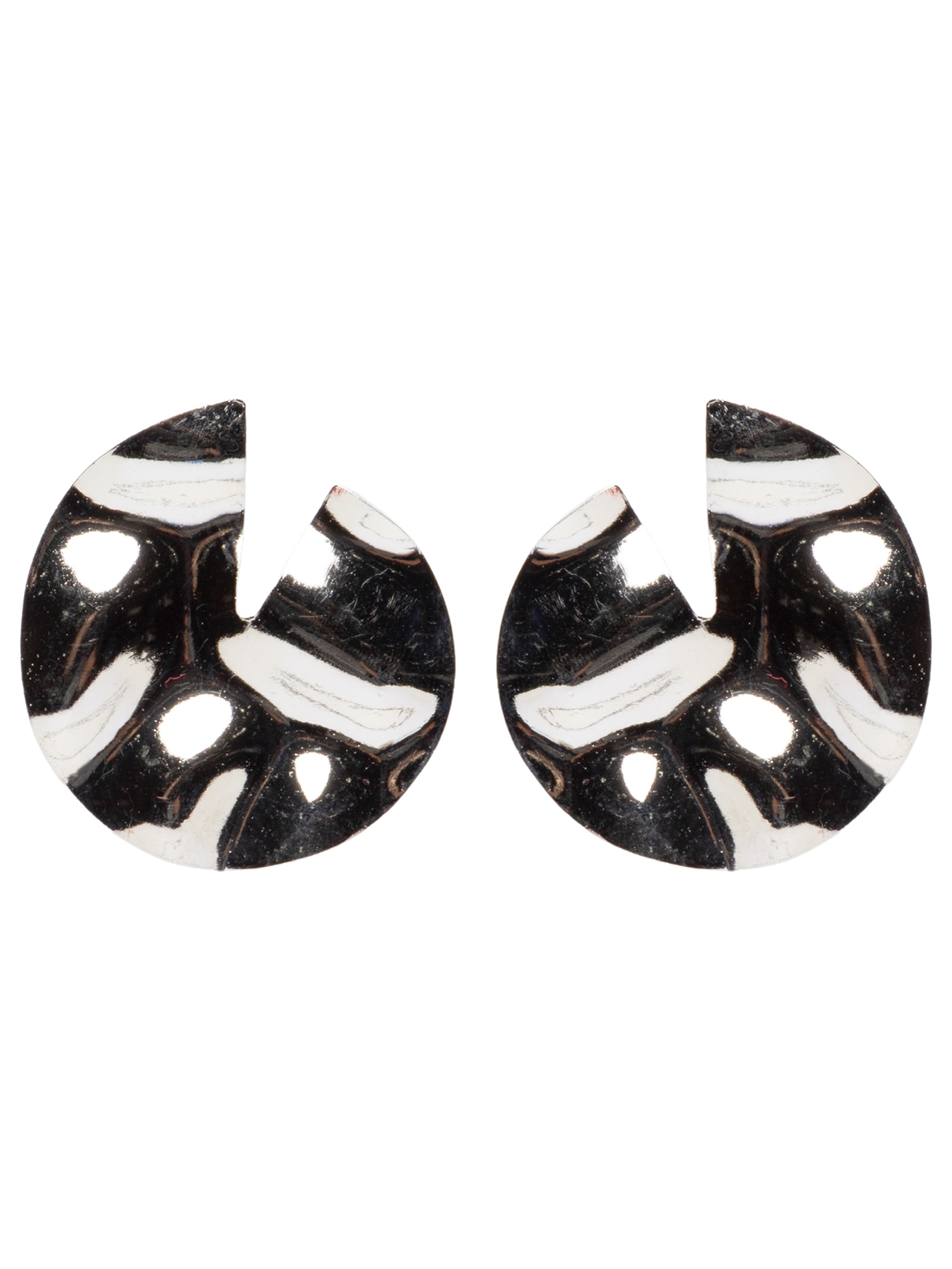 Brinco Feminino Redondo Martelado Prateado Basiq