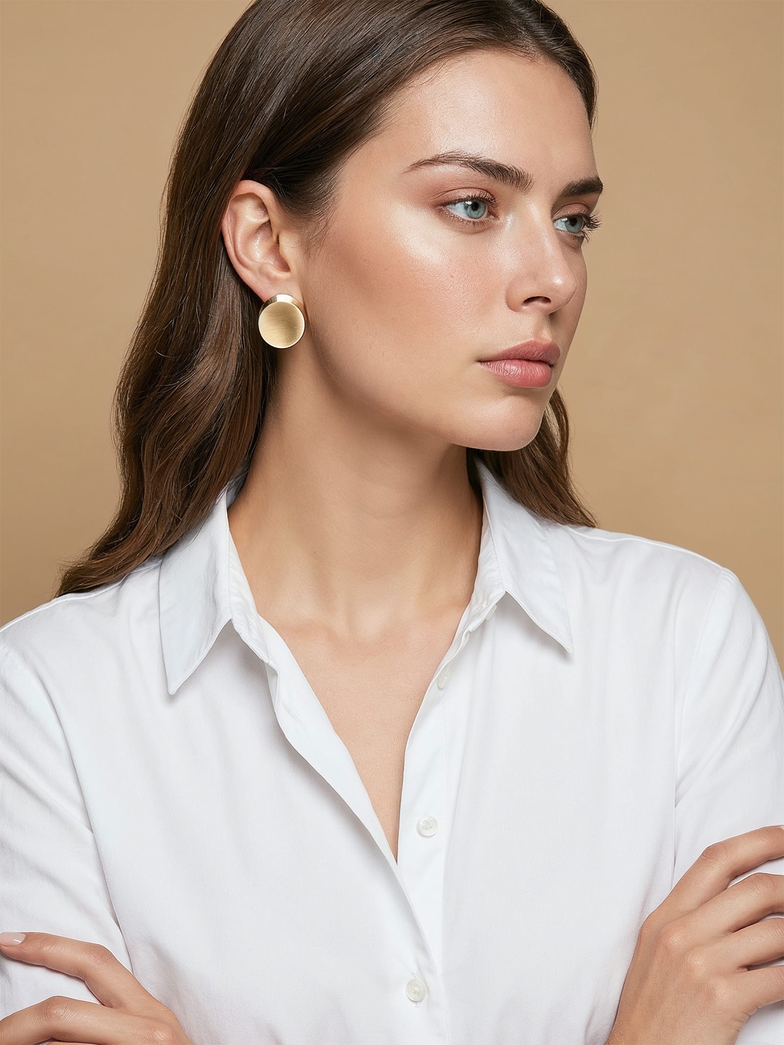 Brinco Feminino Sobreposto Escovado Dourado Basiq