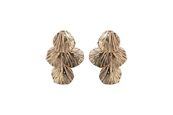 Brinco Feminino Texturizado Em Cascata - Dourado