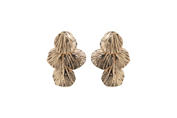 Brinco Feminino Texturizado Em Cascata - Dourado