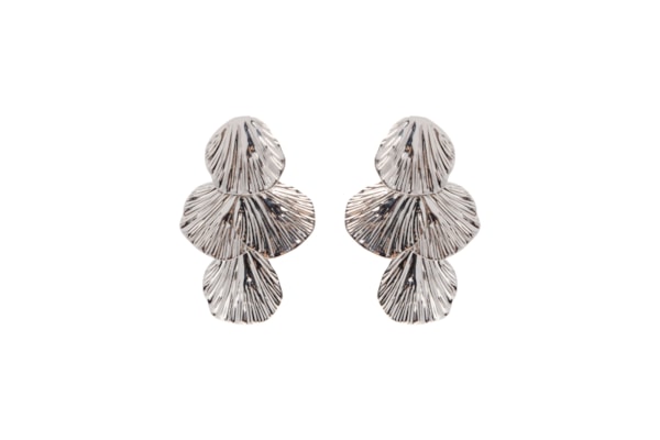 Brinco Feminino Texturizado Em Cascata - Prateado