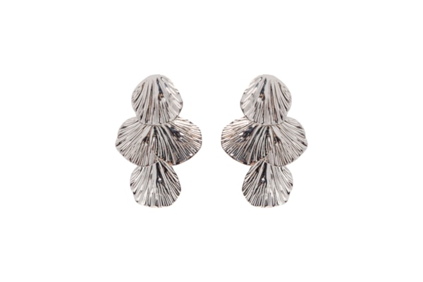 Brinco Feminino Texturizado Em Cascata - Prateado