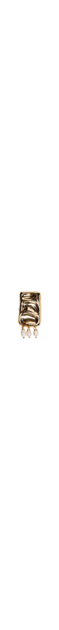 Broche Feminino Martelado Com Pérolas - Dourado