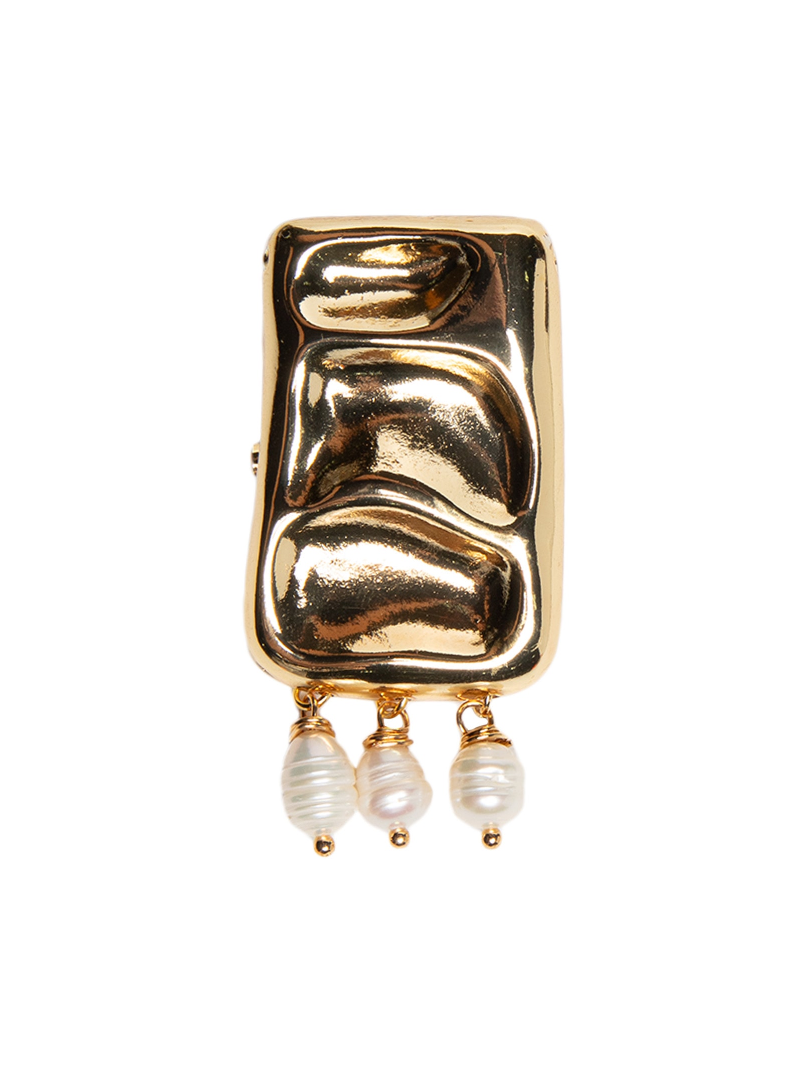 Broche Feminino Martelado Com Pérolas Dourado '2Essential