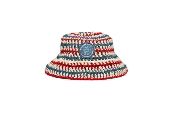 Bucket Feminino Crochet Listra Hibisco - Azul