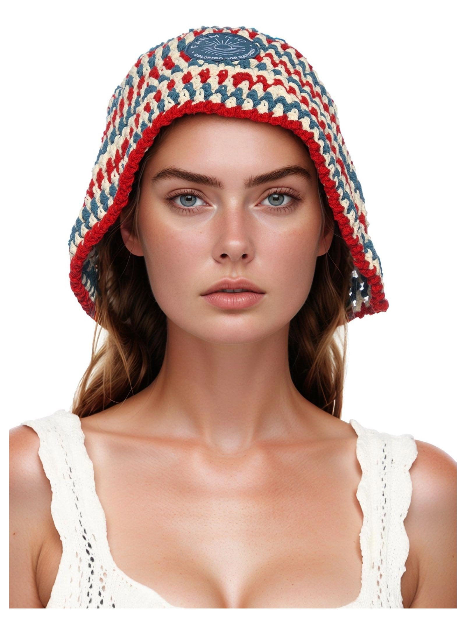 Bucket Feminino Crochet Listra Hibisco Azul Farm Praia
