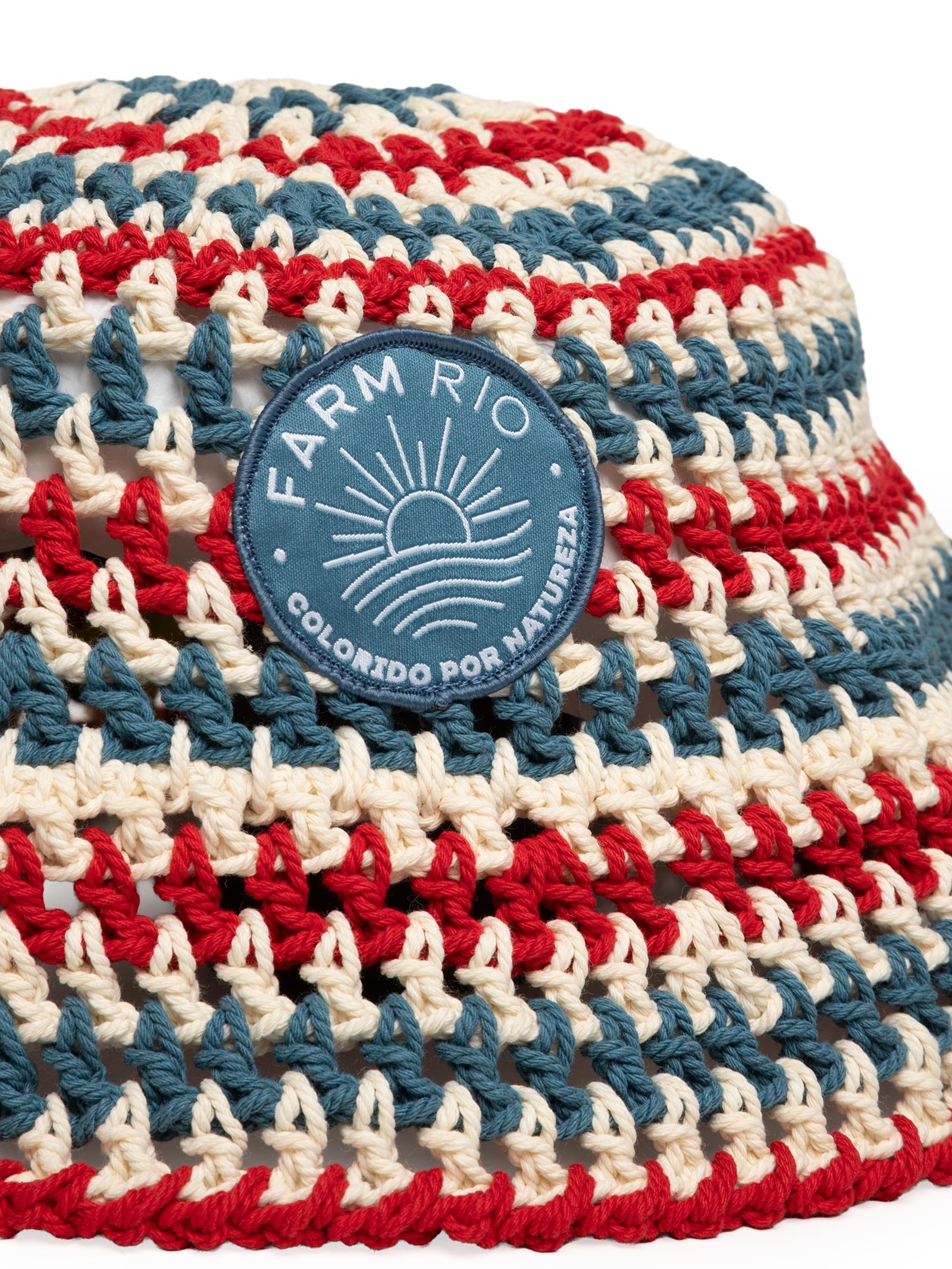 Bucket Feminino Crochet Listra Hibisco Azul Farm Praia