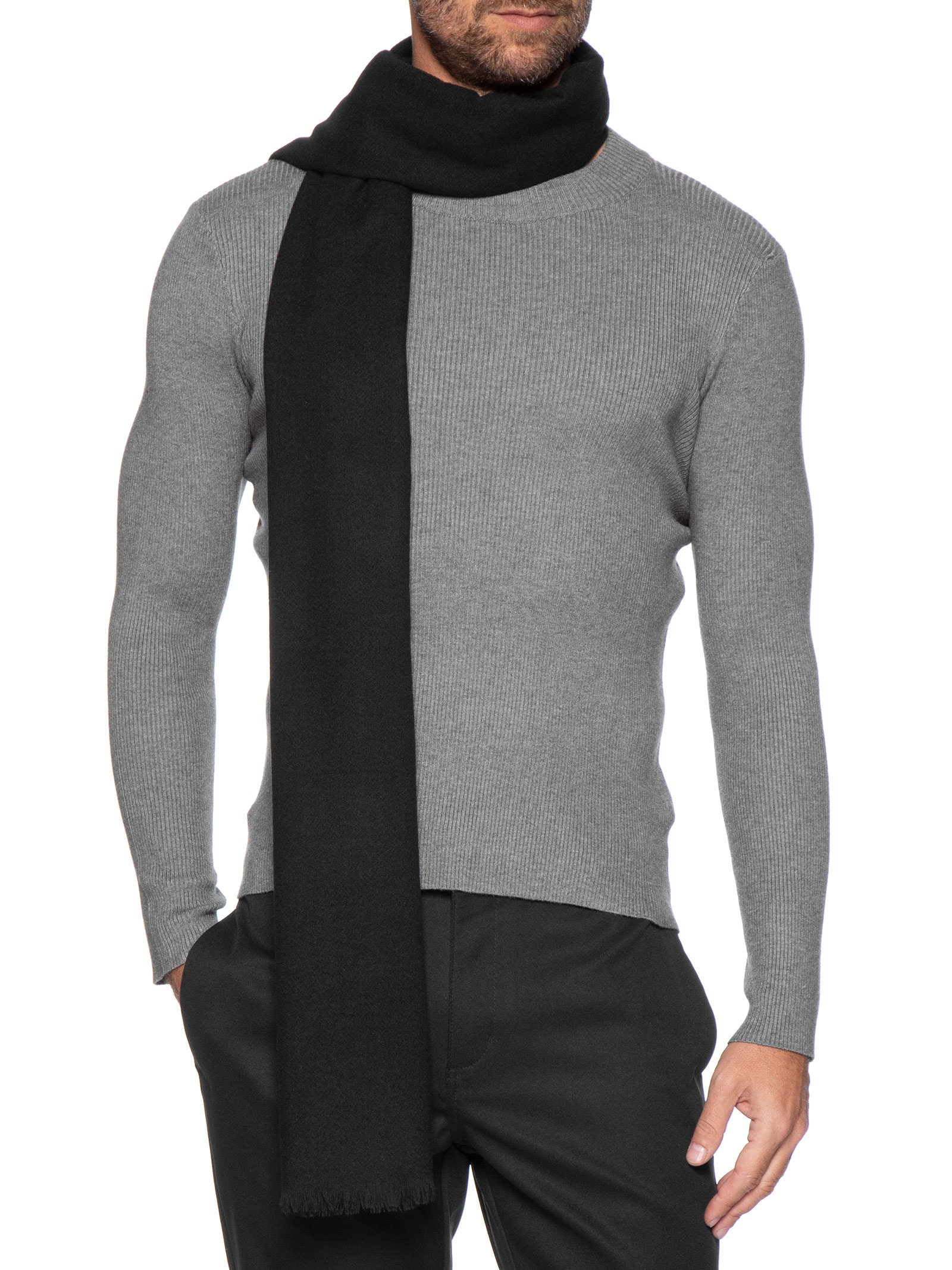 Cachecol Masculino Clássico Preto '2 Essential