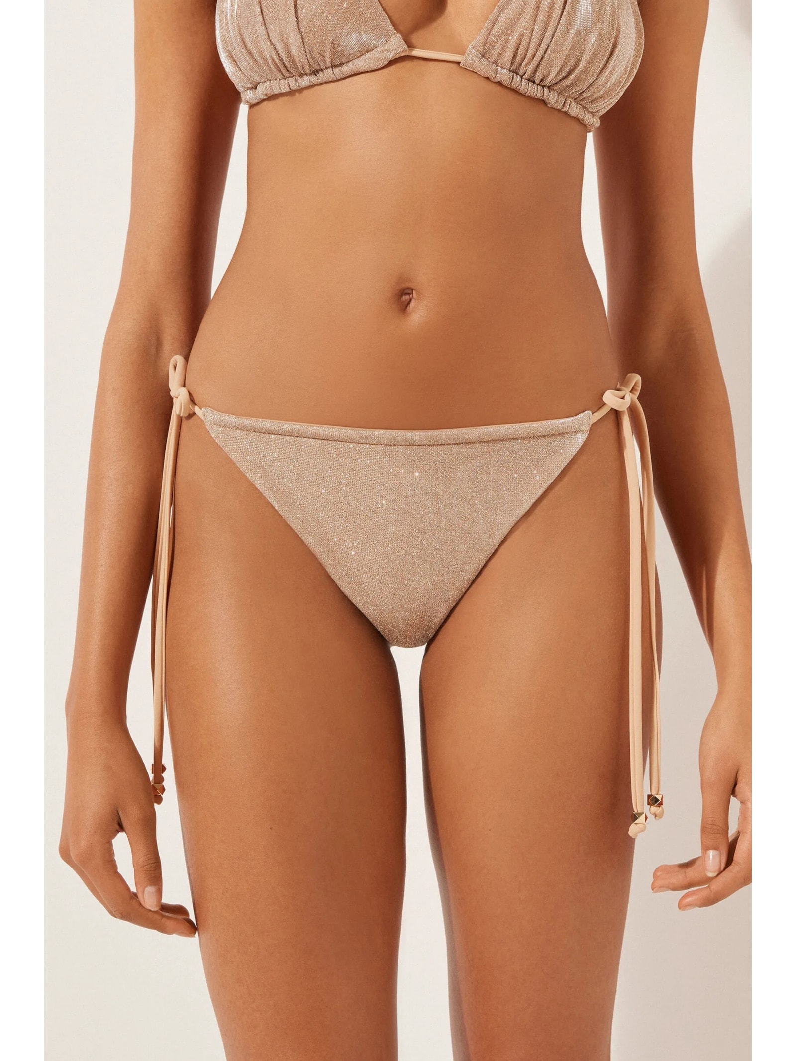 Caclinha De Biquíni Brasileira Com Amarração Golden Glitter Rosa Calzedonia