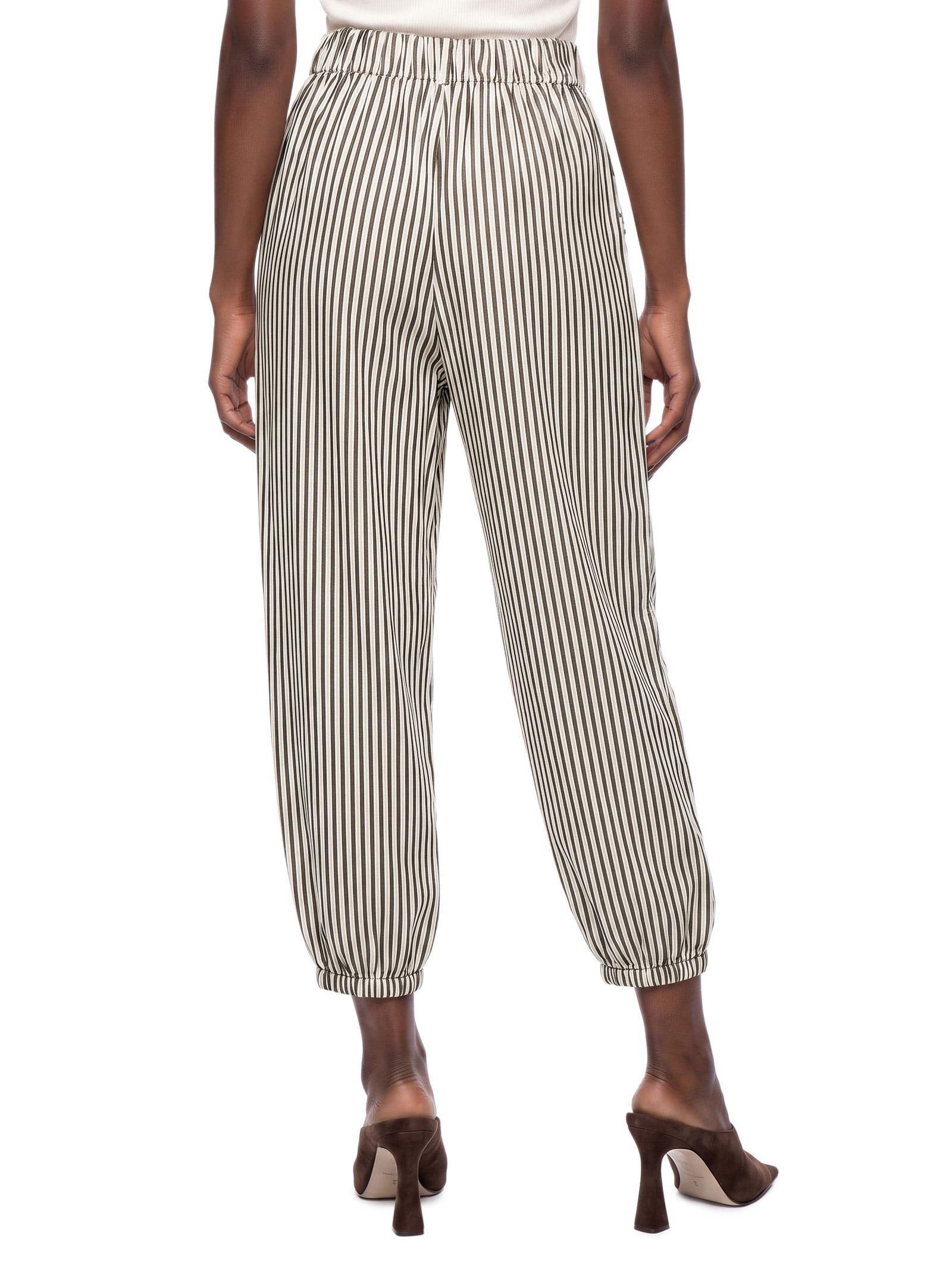 Calça Aladim Cintura Média Listrada  – Bege Lança Perfume