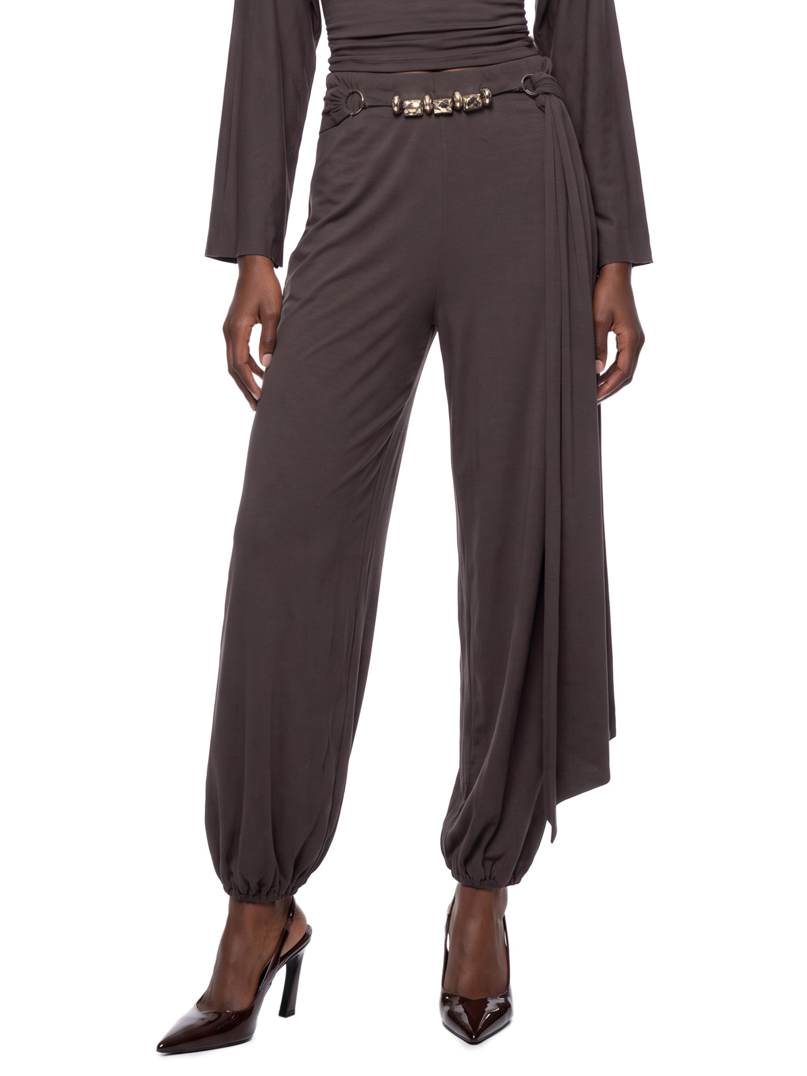 Calça Aladim Feminina com Cinto – Marrom Lança Perfume