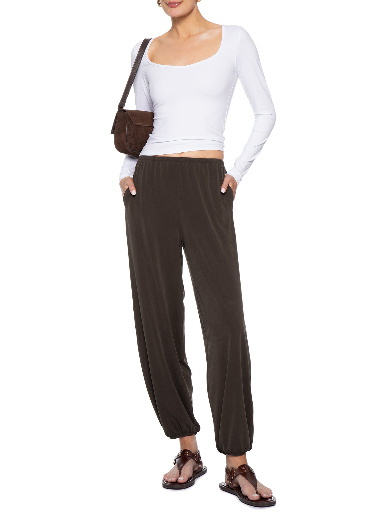 Calça Baggy Feminina Honey Marrom Cotton On