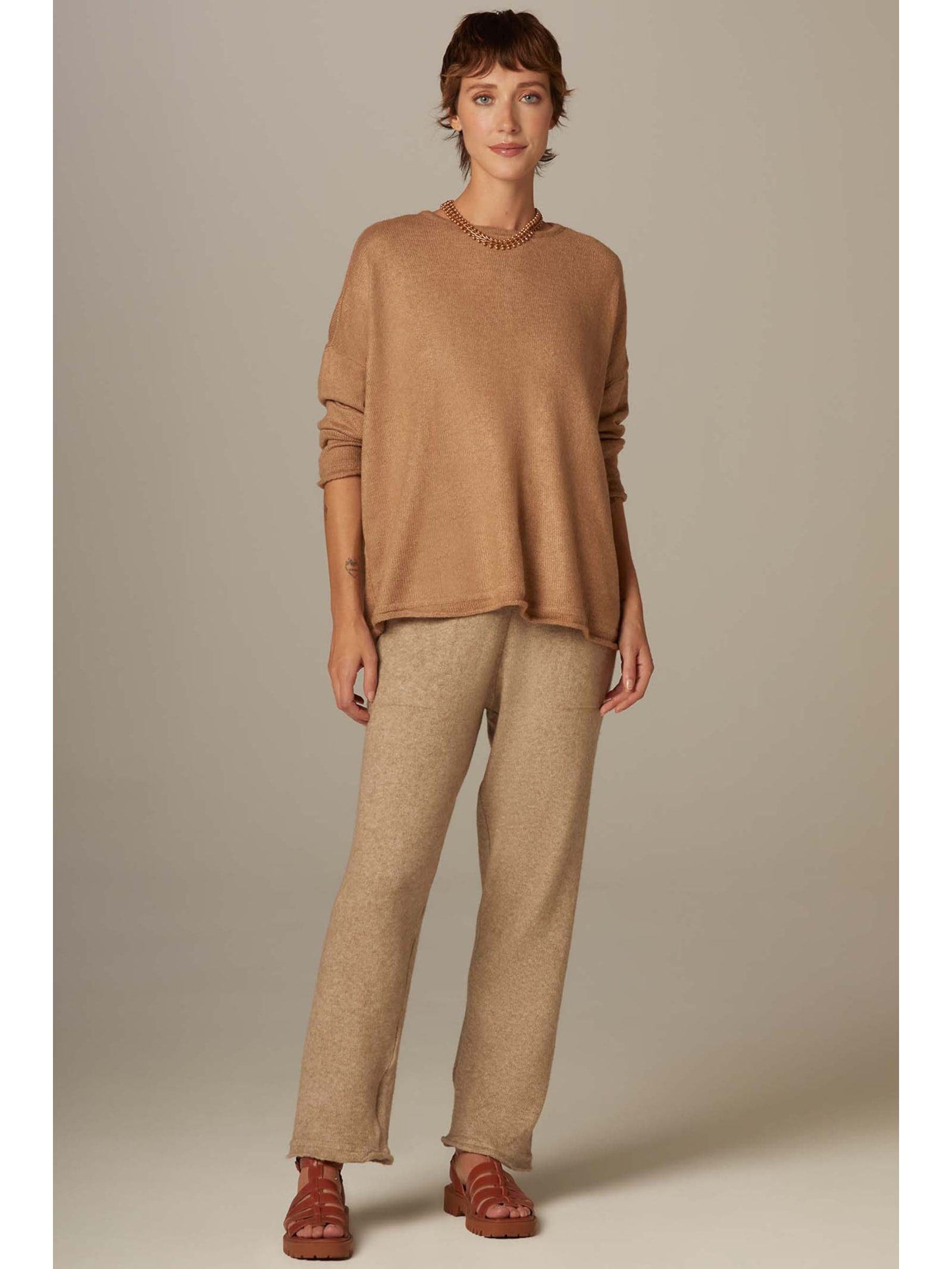 Calça Cenoura Caqui Tricot Raquel Yogini