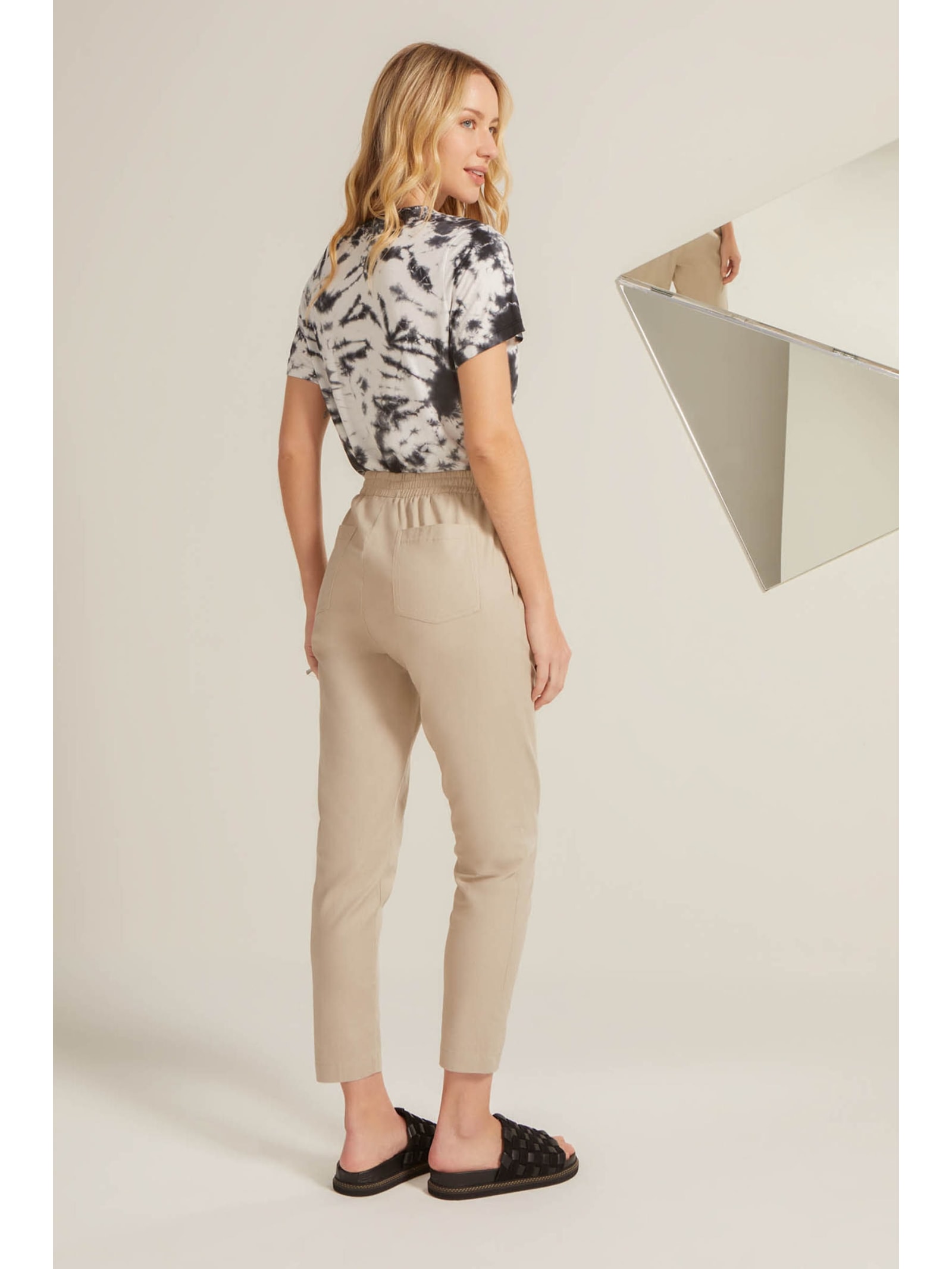 Calça Cenoura Cinza Claro Linho Linen Yogini