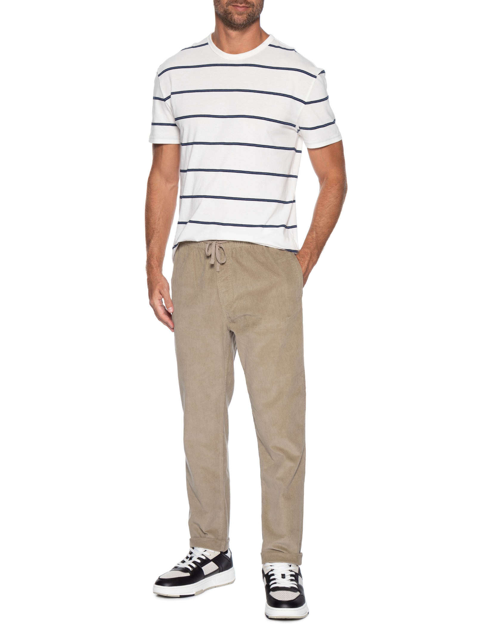 Calça Chino Masculina Reta Com Cordão de Ajuste Bege Tommy Jeans