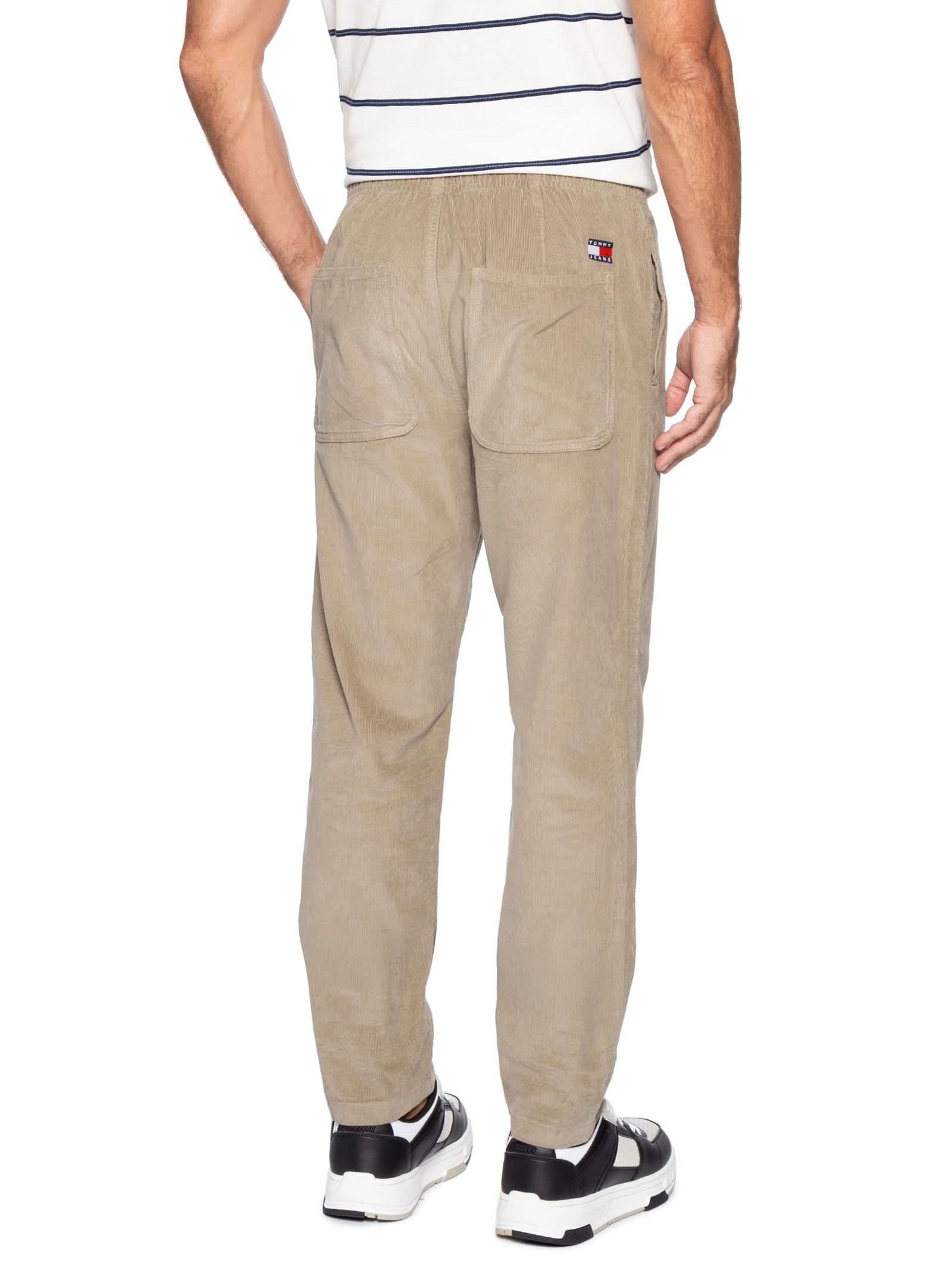 Calça Chino Masculina Reta Com Cordão de Ajuste Bege Tommy Jeans