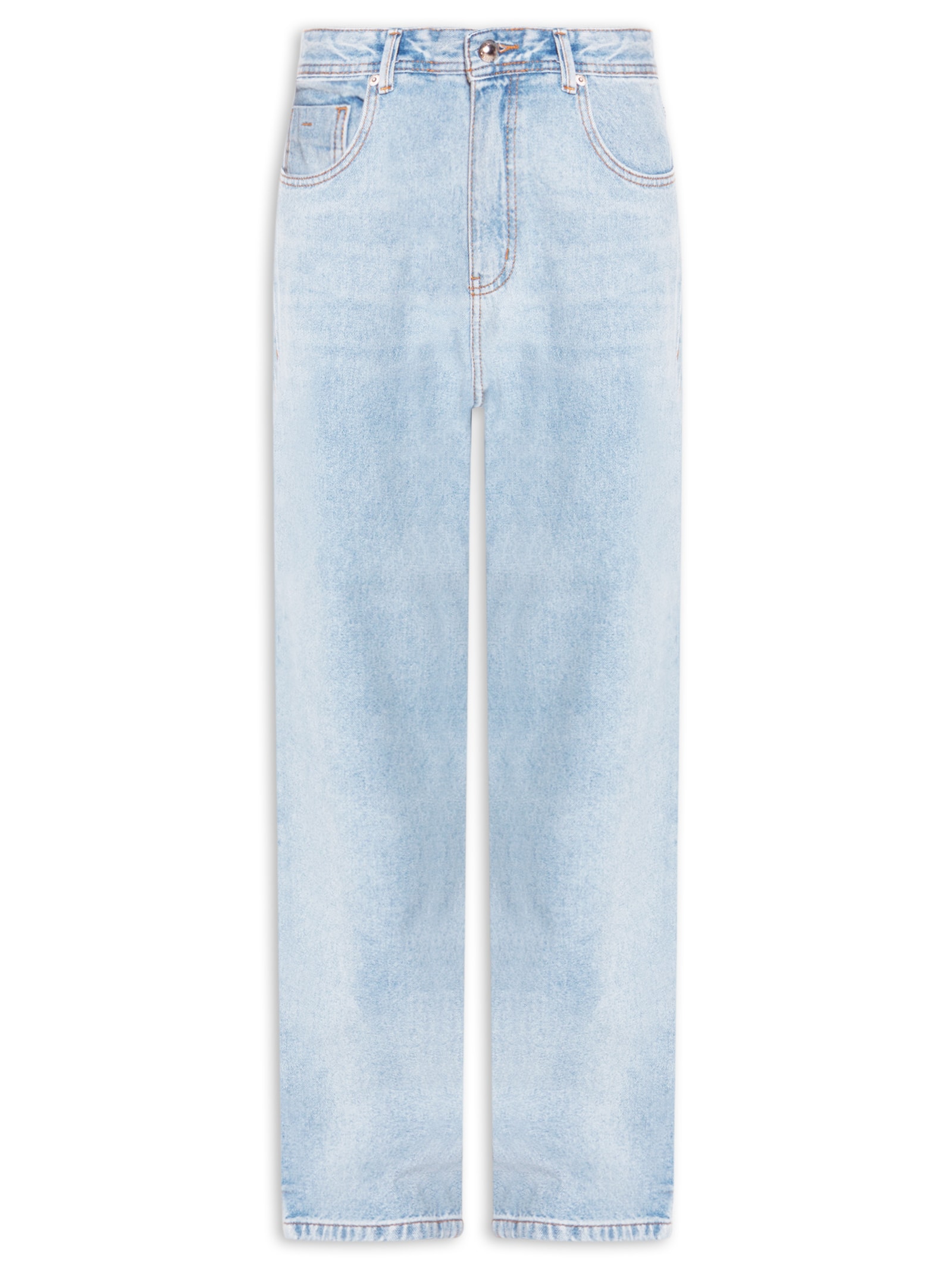 Calça Cintura Média Básica Reta Azul Farm