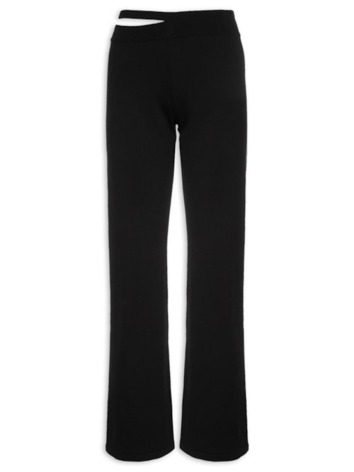 Calça Com Abertura No Cós Em Tricot – Preto