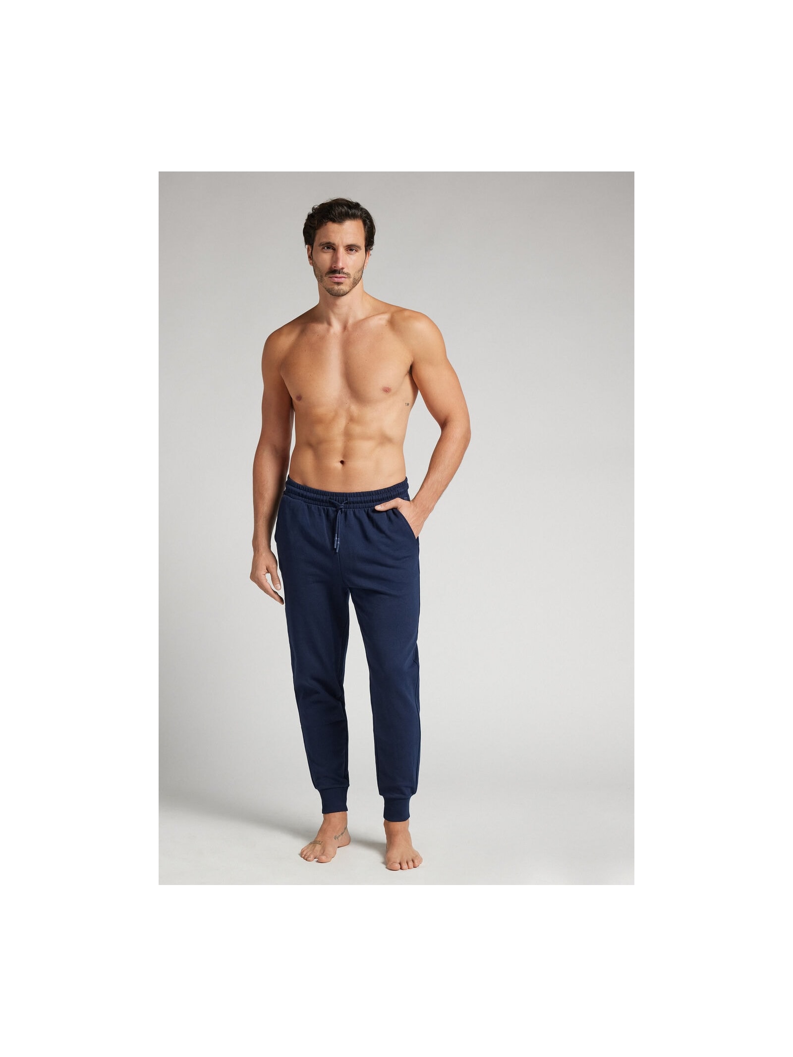 Calça Com Punho Em Algodão Azul Intimissimi