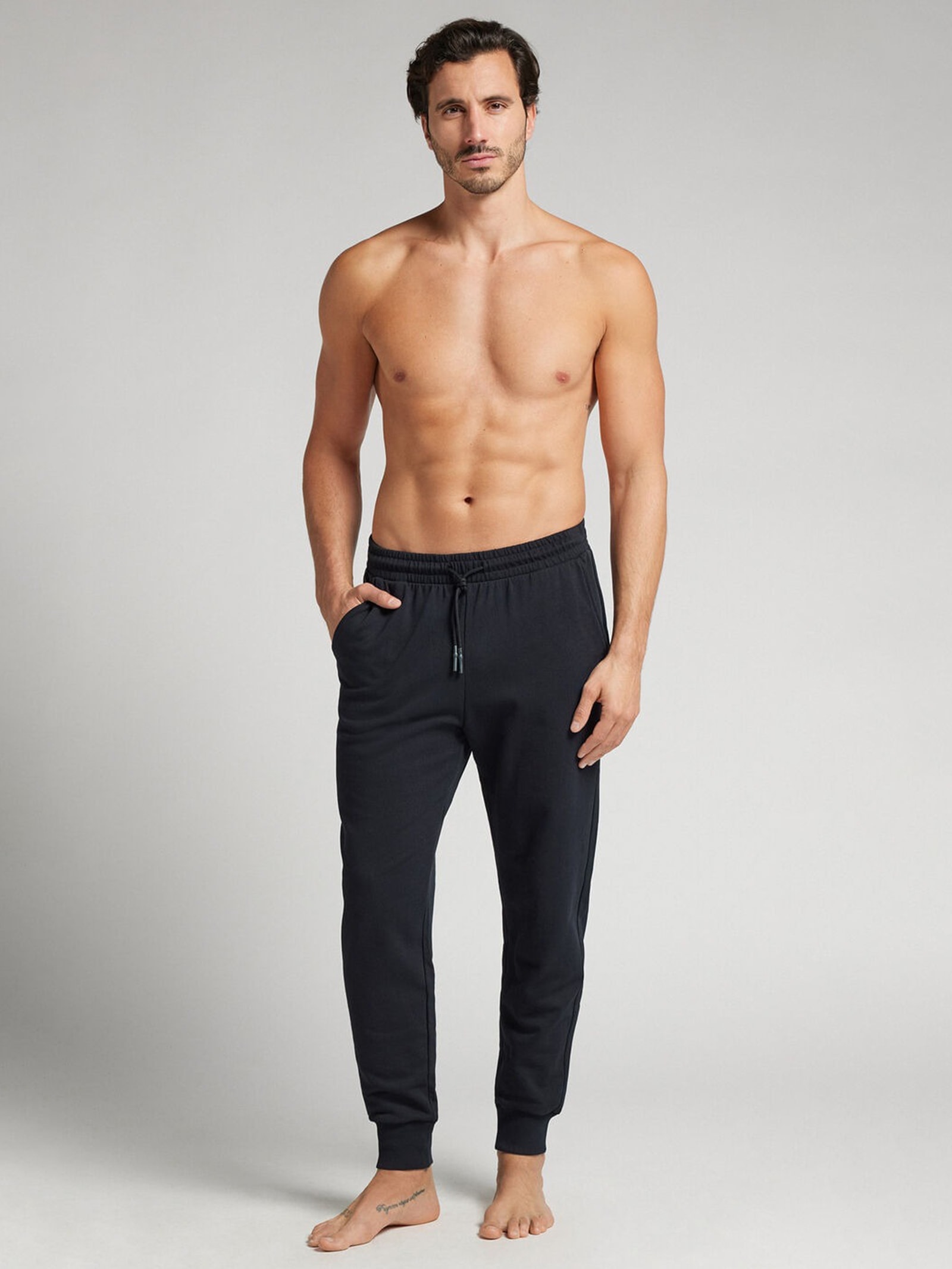 Calça Com Punho Em Algodão Preto Intimissimi