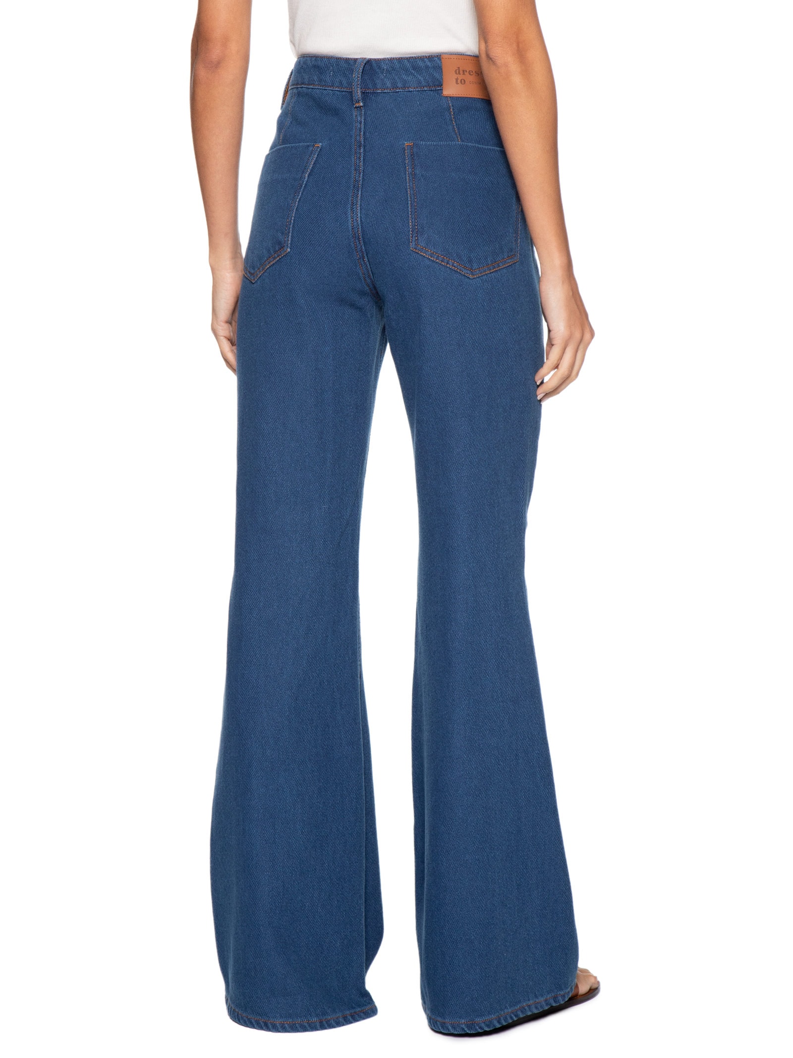 Calça Cotelê Jeans Flare Feminina Azul Dress To