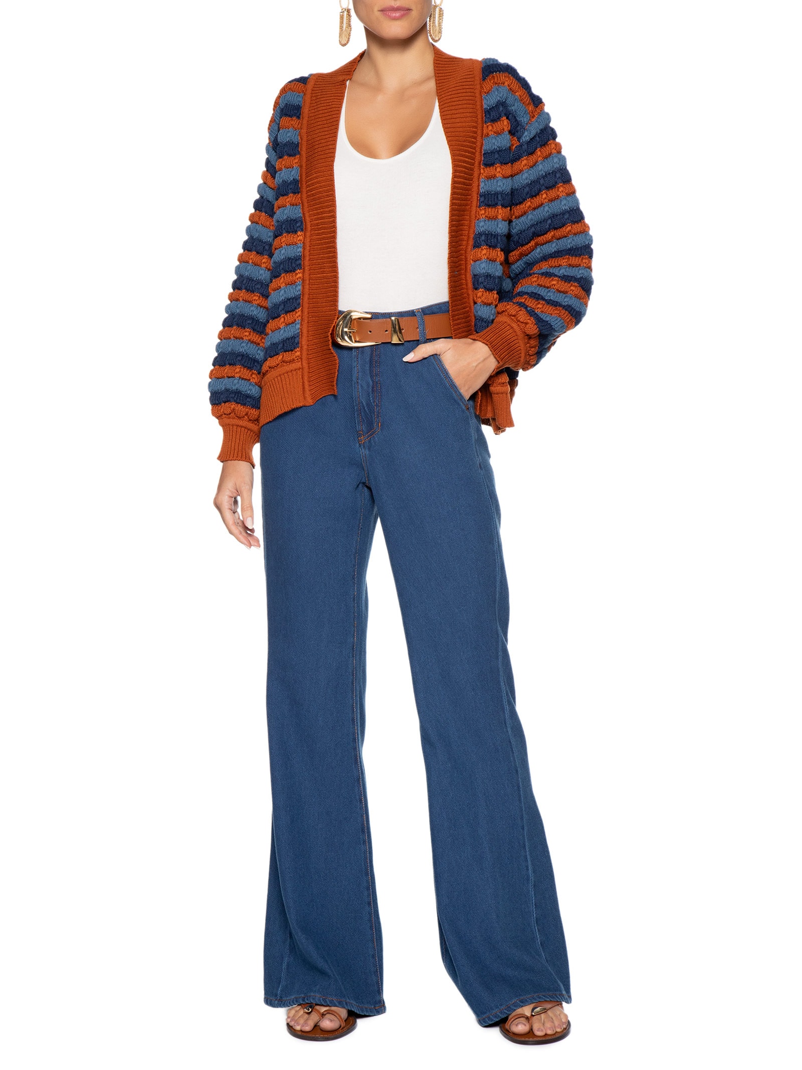 Calça Cotelê Jeans Flare Feminina – Azul Dress To