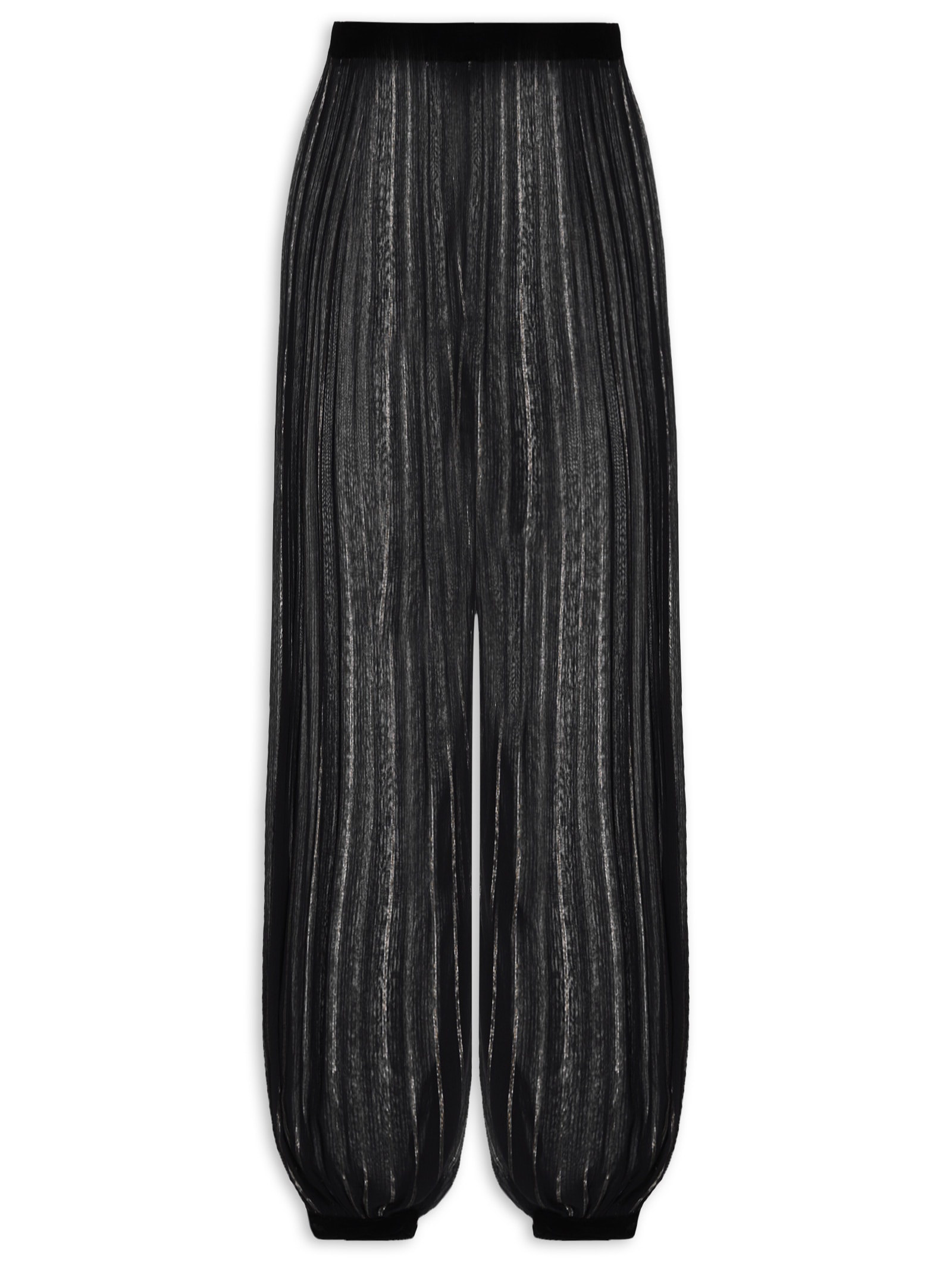 Calça Cropped Lurex Detalhe Veludo Feminina – Preto Dress To