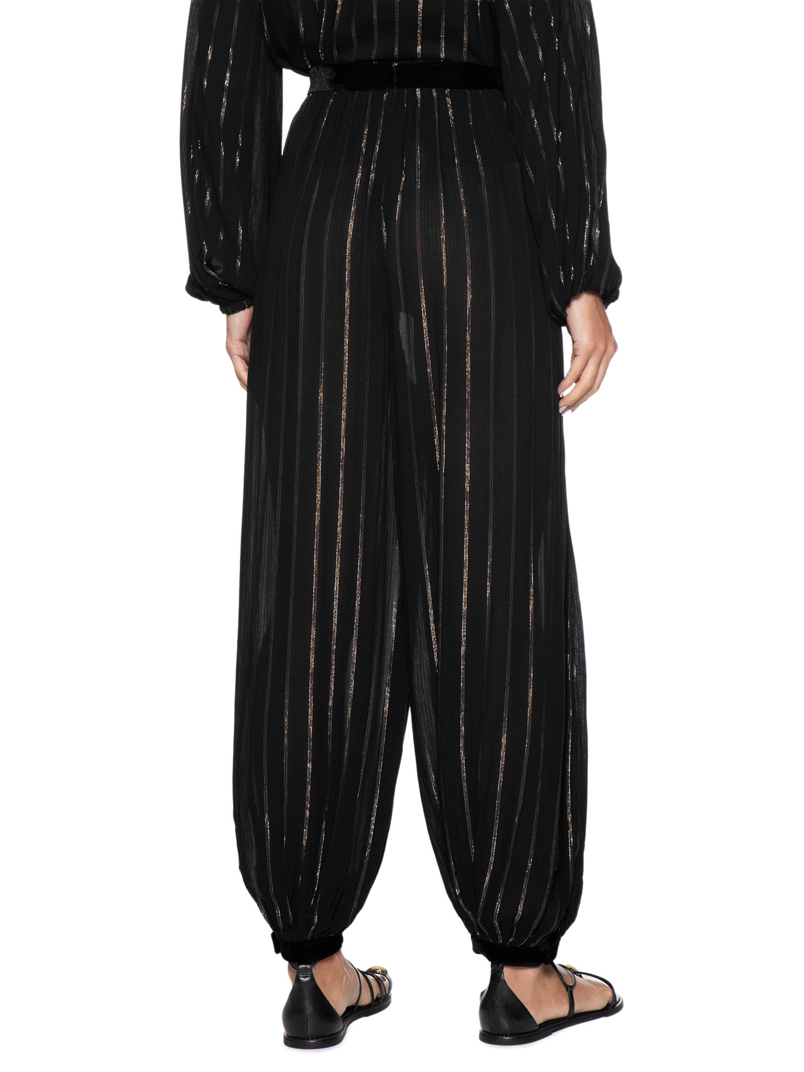 Calça Cropped Lurex Detalhe Veludo Feminina – Preto Dress To