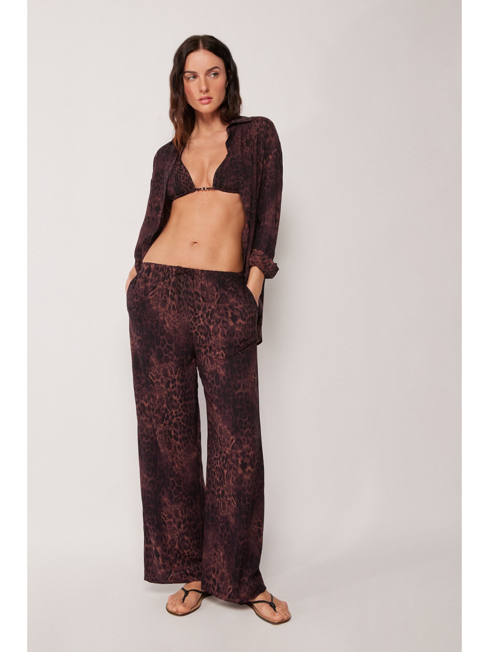 Calça Dark Animalier Marrom Calzedonia