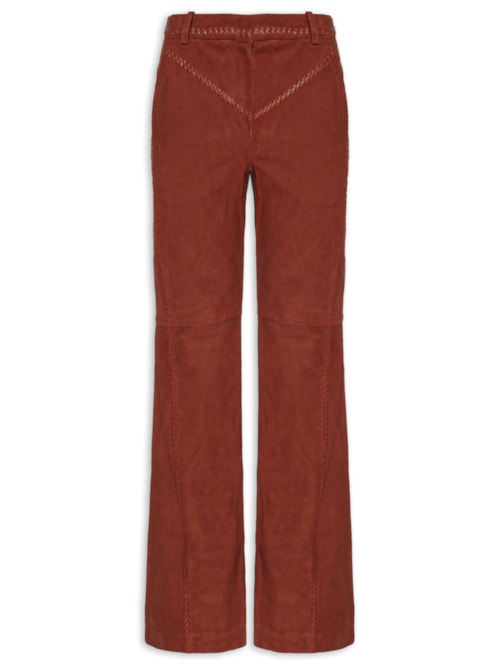 Calça De Chamois Bordada Mini Flare – Vermelho